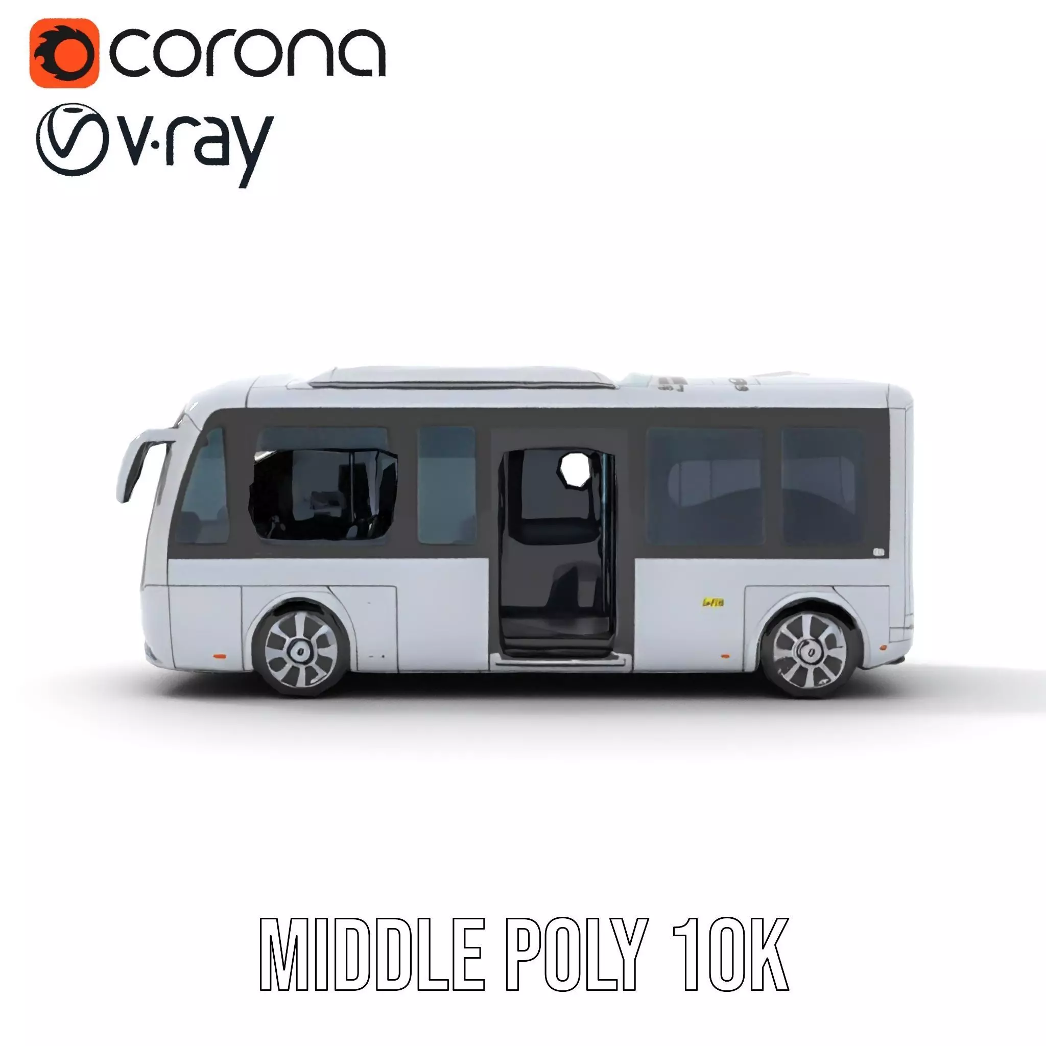 Futuristic Silver Bus model pack Low-poly 3D model_5