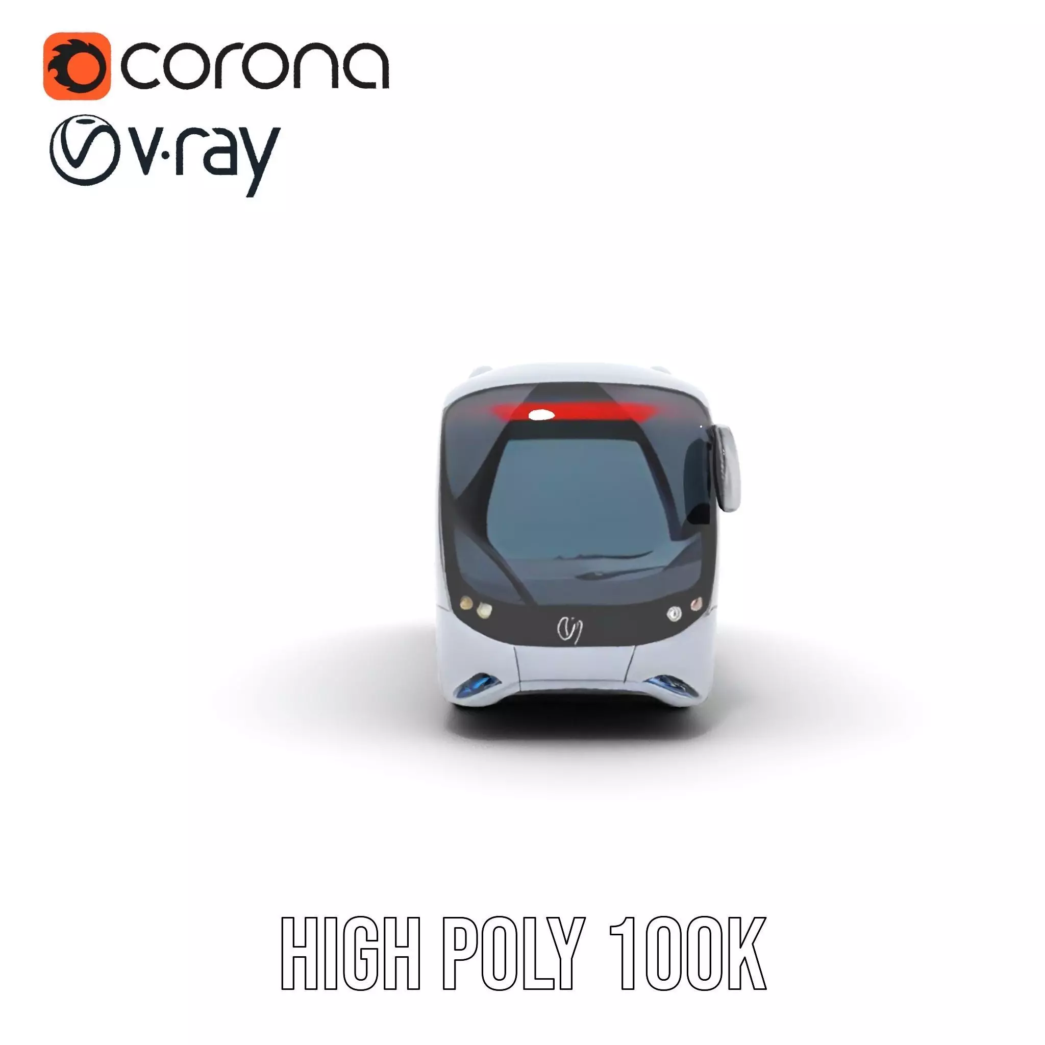 Futuristic Silver Bus model pack Low-poly 3D model_28