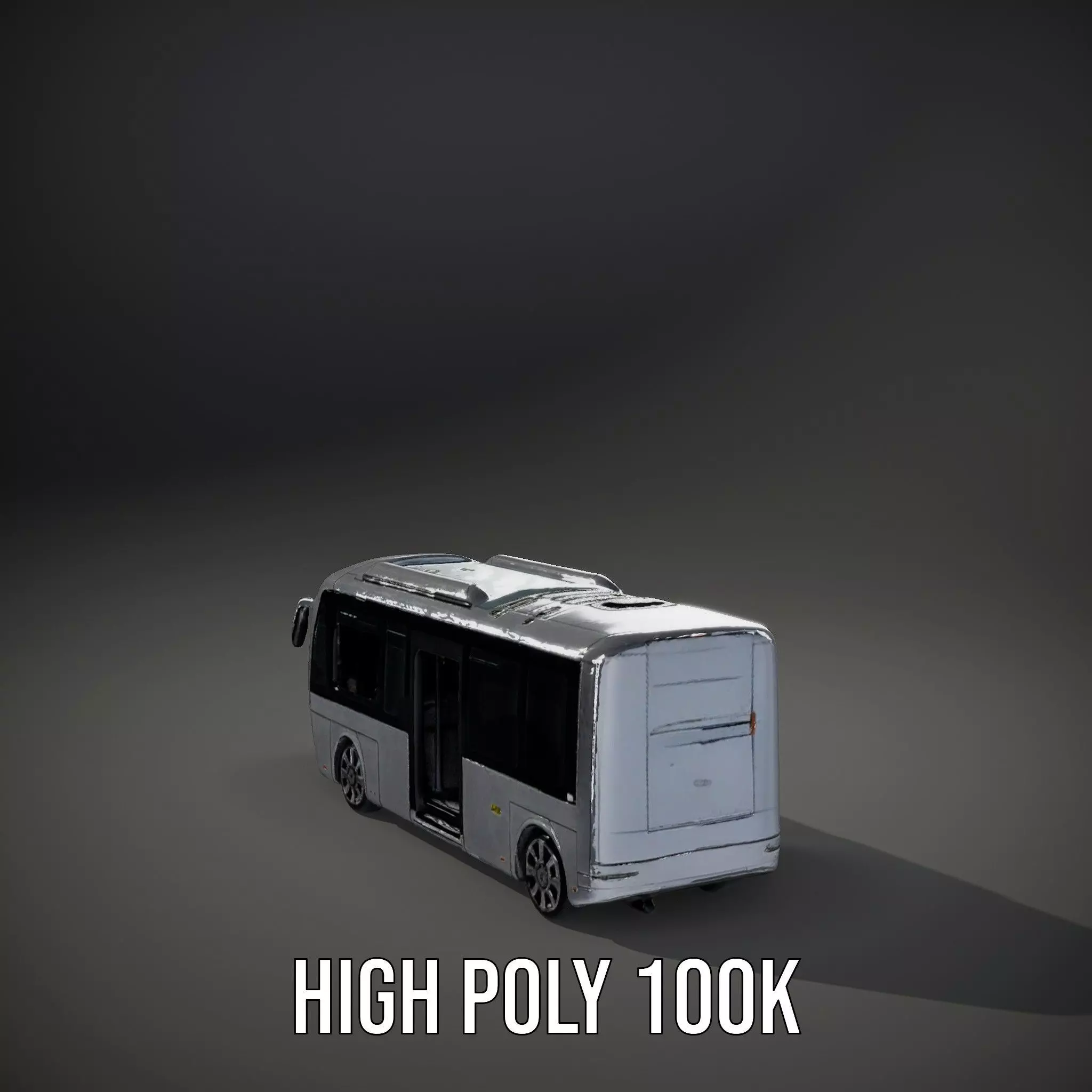 Futuristic Silver Bus model pack Low-poly 3D model_10