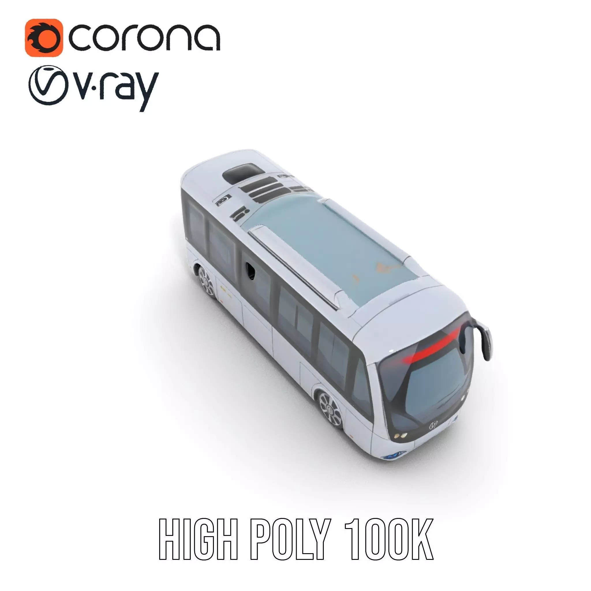 Futuristic Silver Bus model pack Low-poly 3D model_15