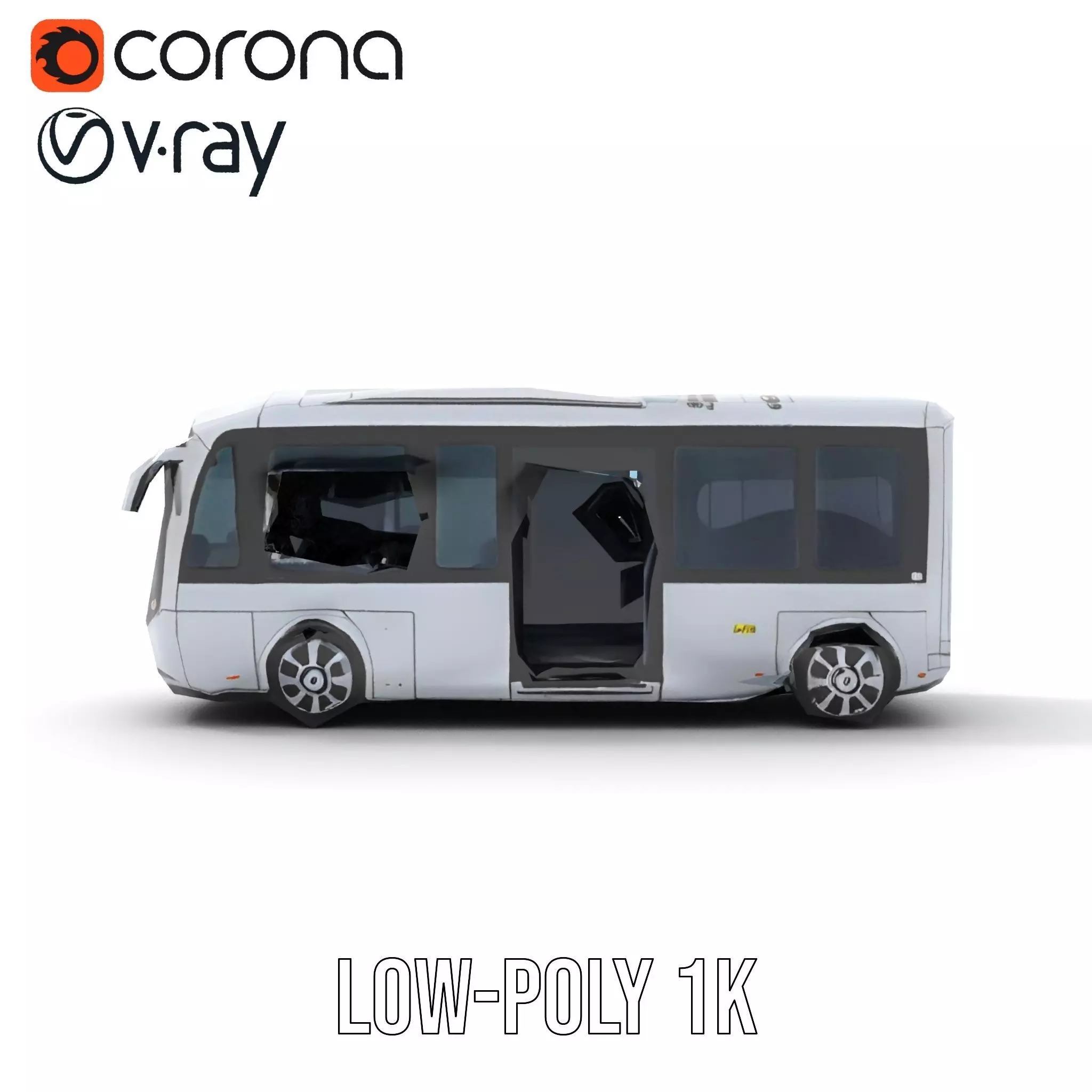 Futuristic Silver Bus model pack Low-poly 3D model_14