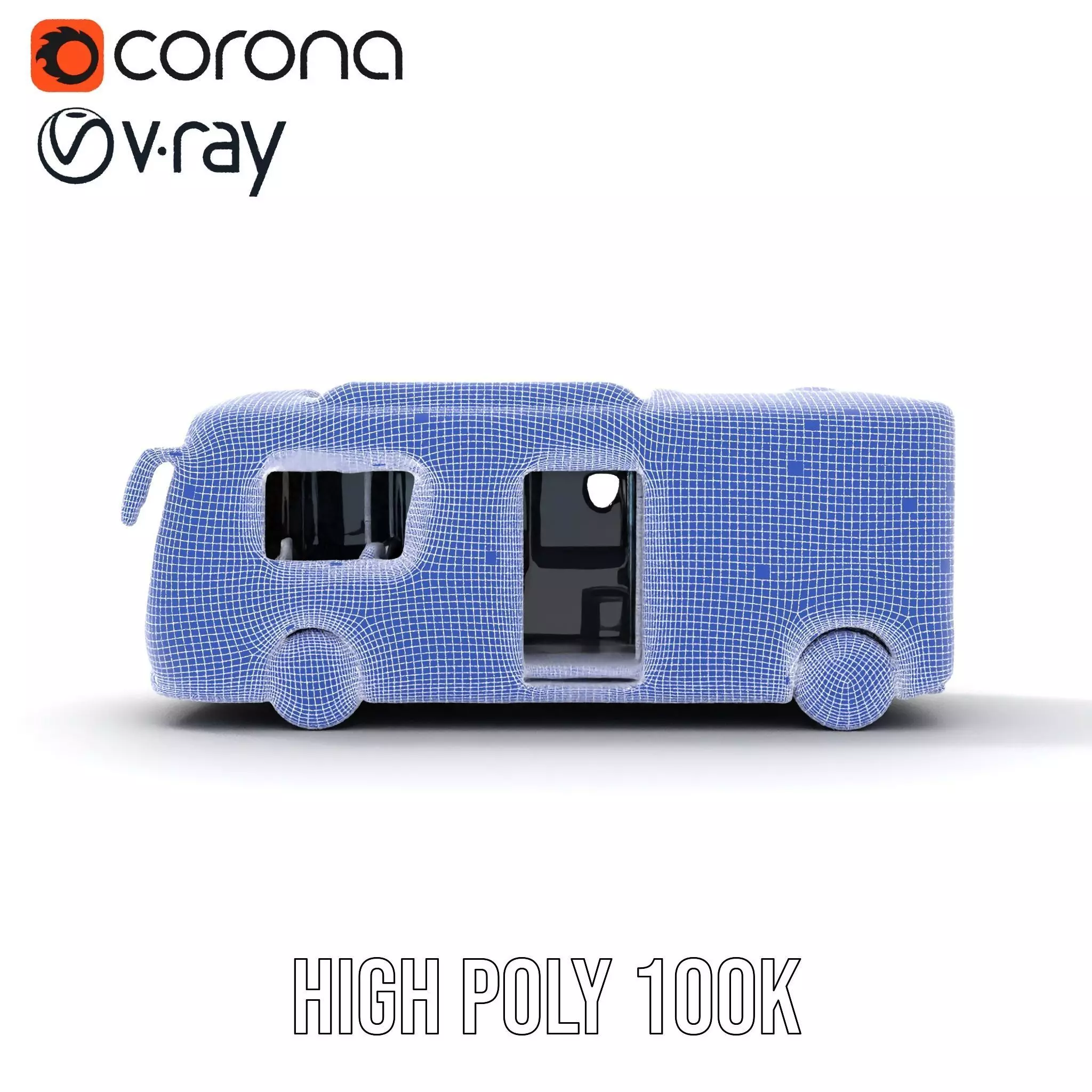 Futuristic Silver Bus model pack Low-poly 3D model_34