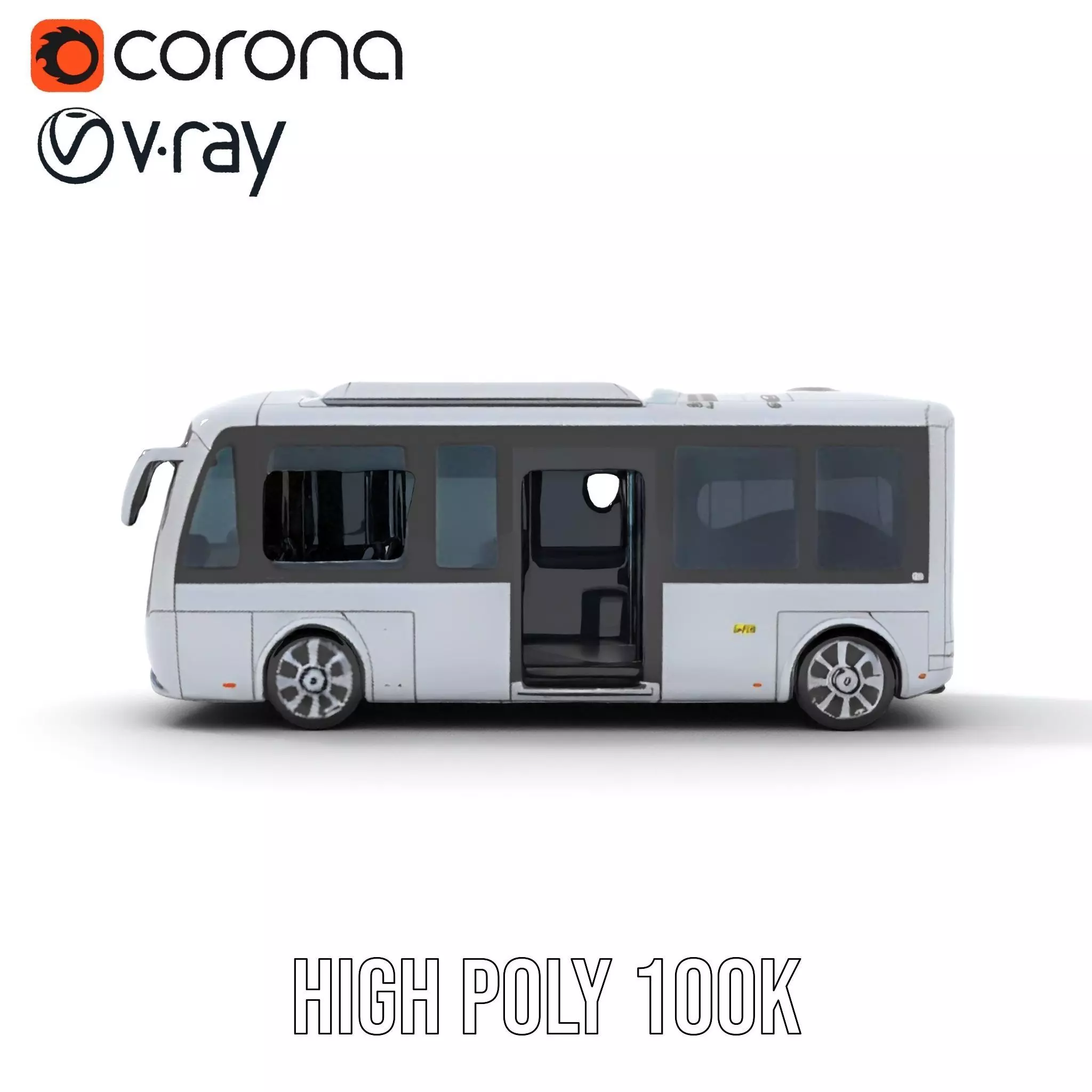 Futuristic Silver Bus model pack Low-poly 3D model_21