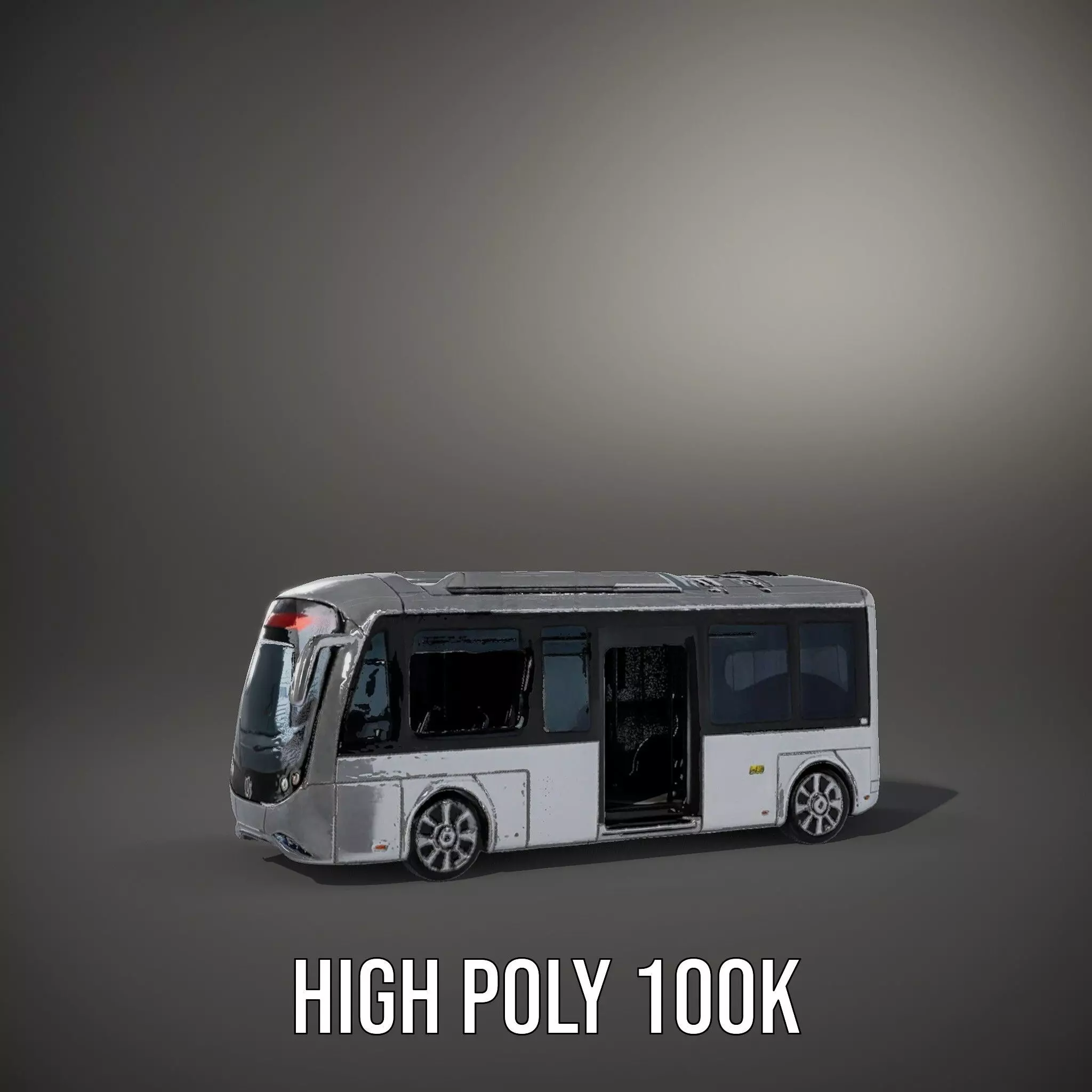 Futuristic Silver Bus model pack Low-poly 3D model_8