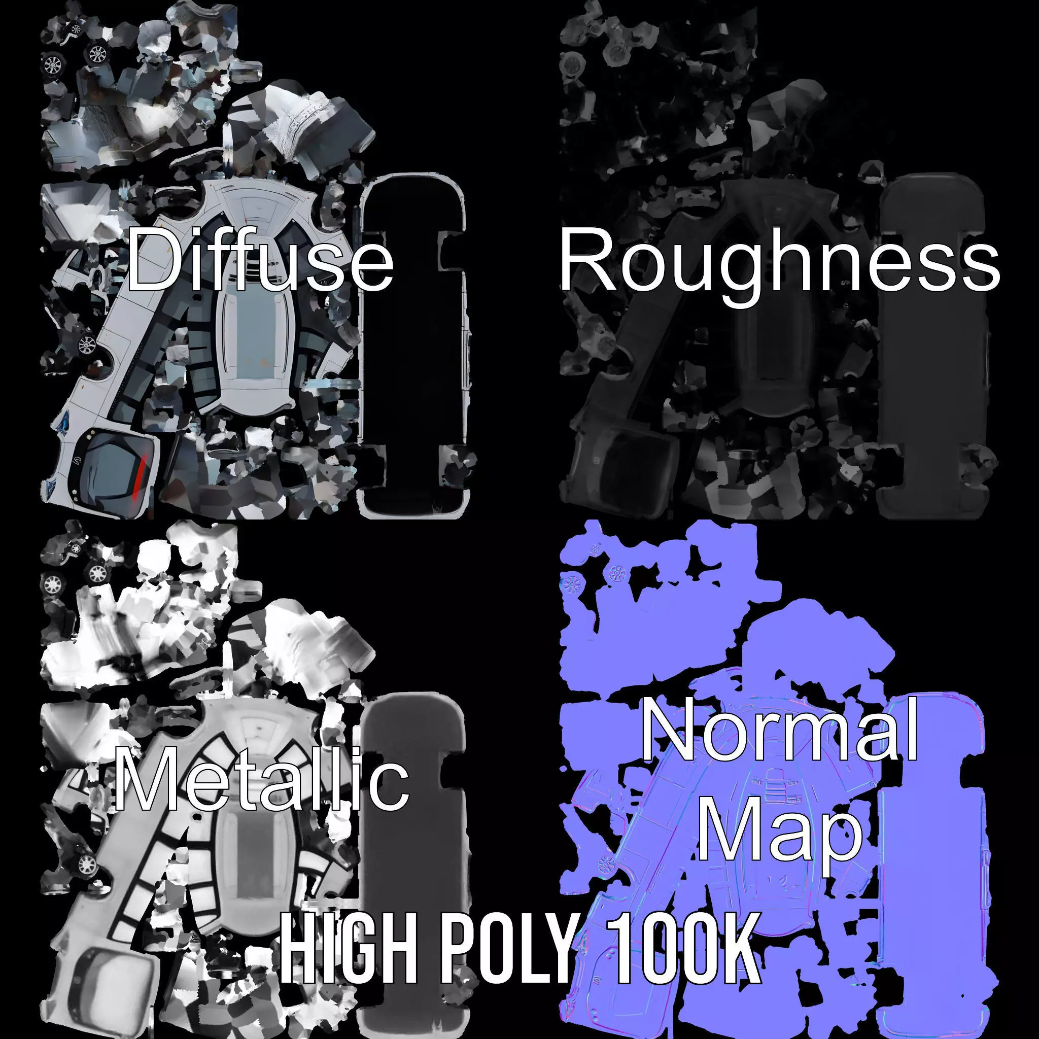 Futuristic Silver Bus model pack Low-poly 3D model_3