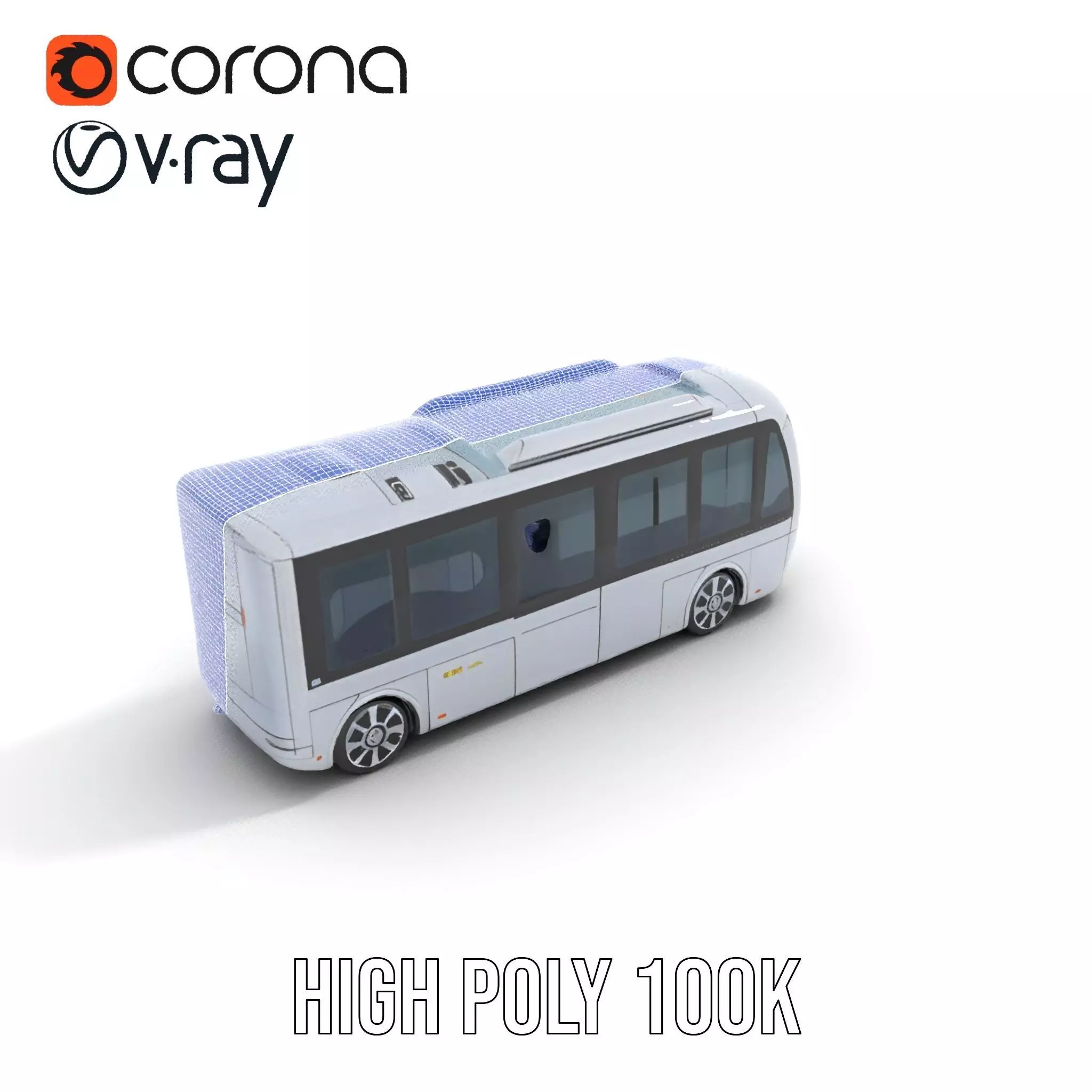 Futuristic Silver Bus model pack Low-poly 3D model_32