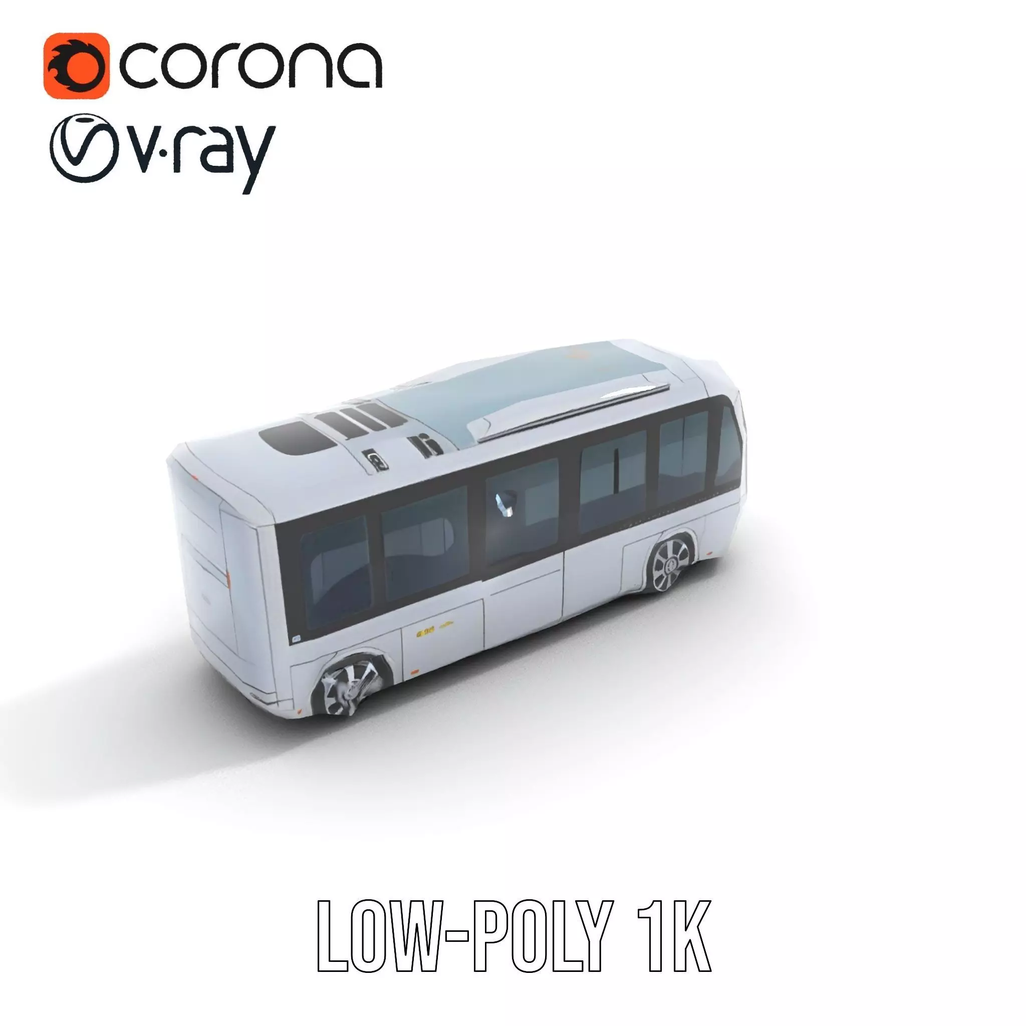 Futuristic Silver Bus model pack Low-poly 3D model_20