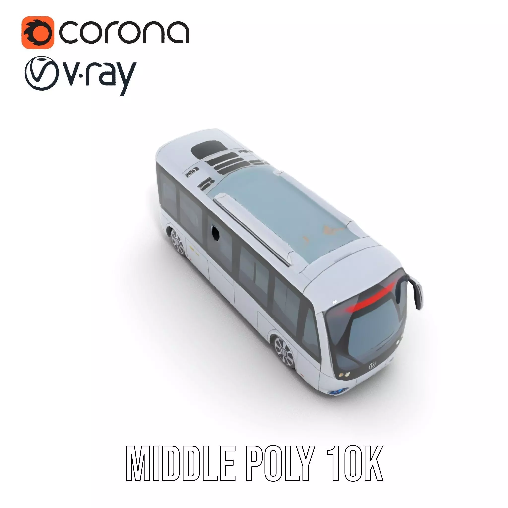 Futuristic Silver Bus model pack Low-poly 3D model_16