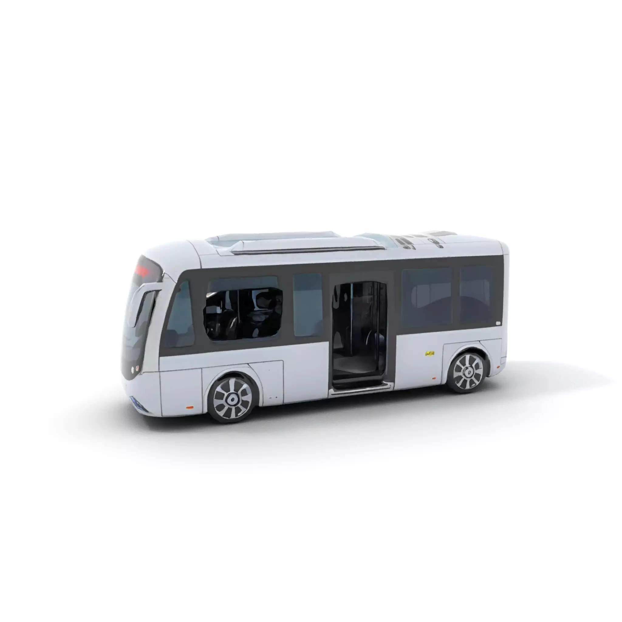 Futuristic Silver Bus model pack Low-poly 3D model_11