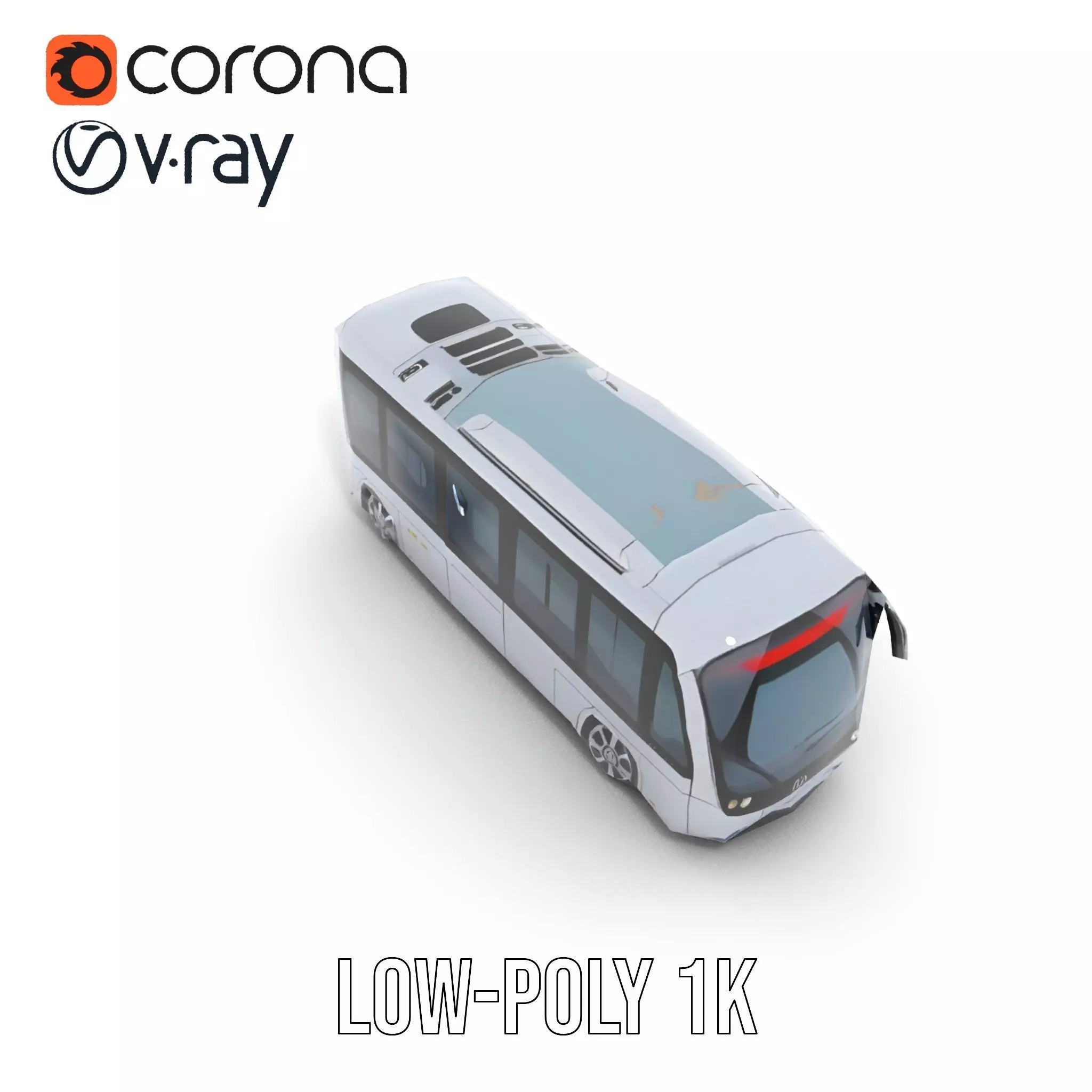 Futuristic Silver Bus model pack Low-poly 3D model_17