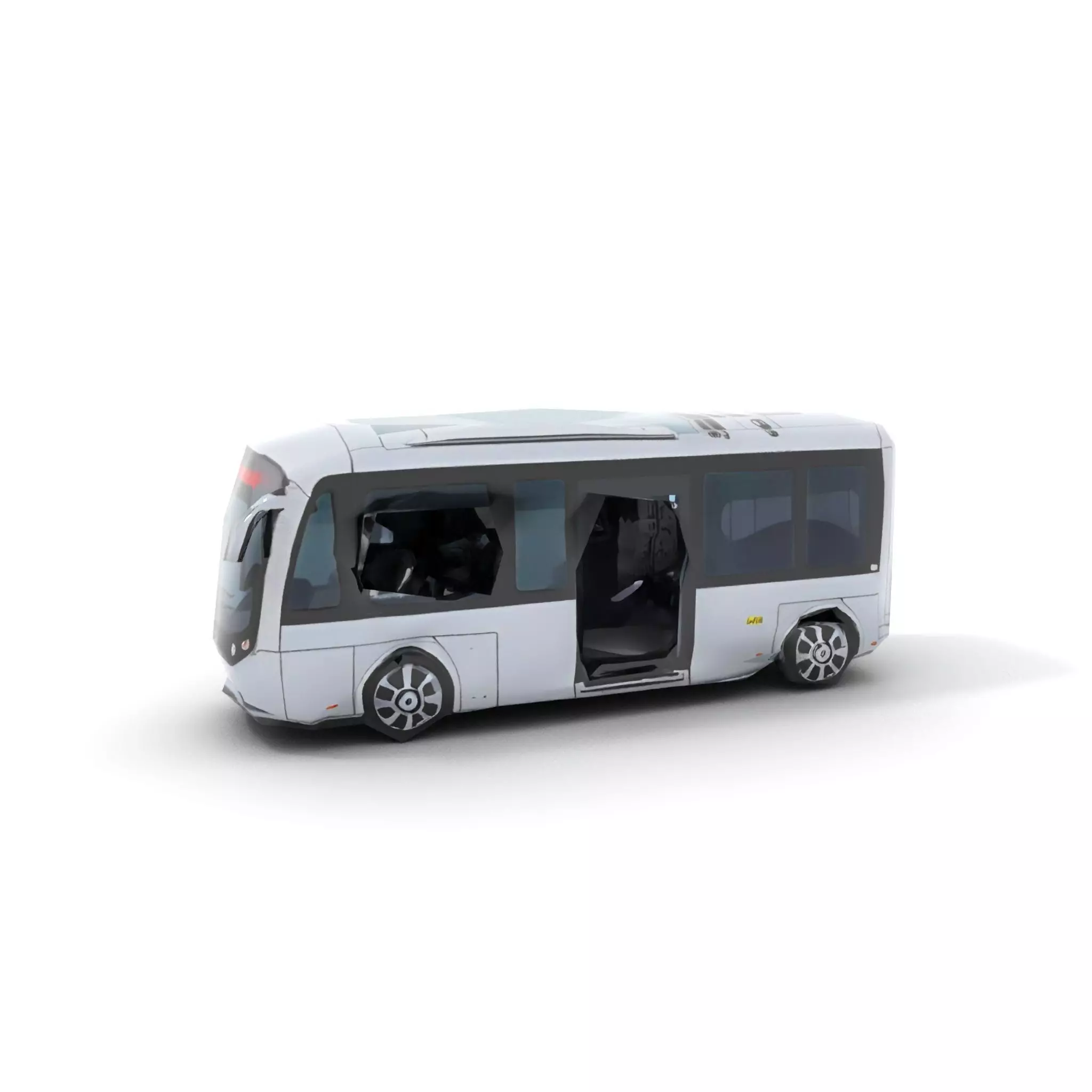 Futuristic Silver Bus model pack Low-poly 3D model_7