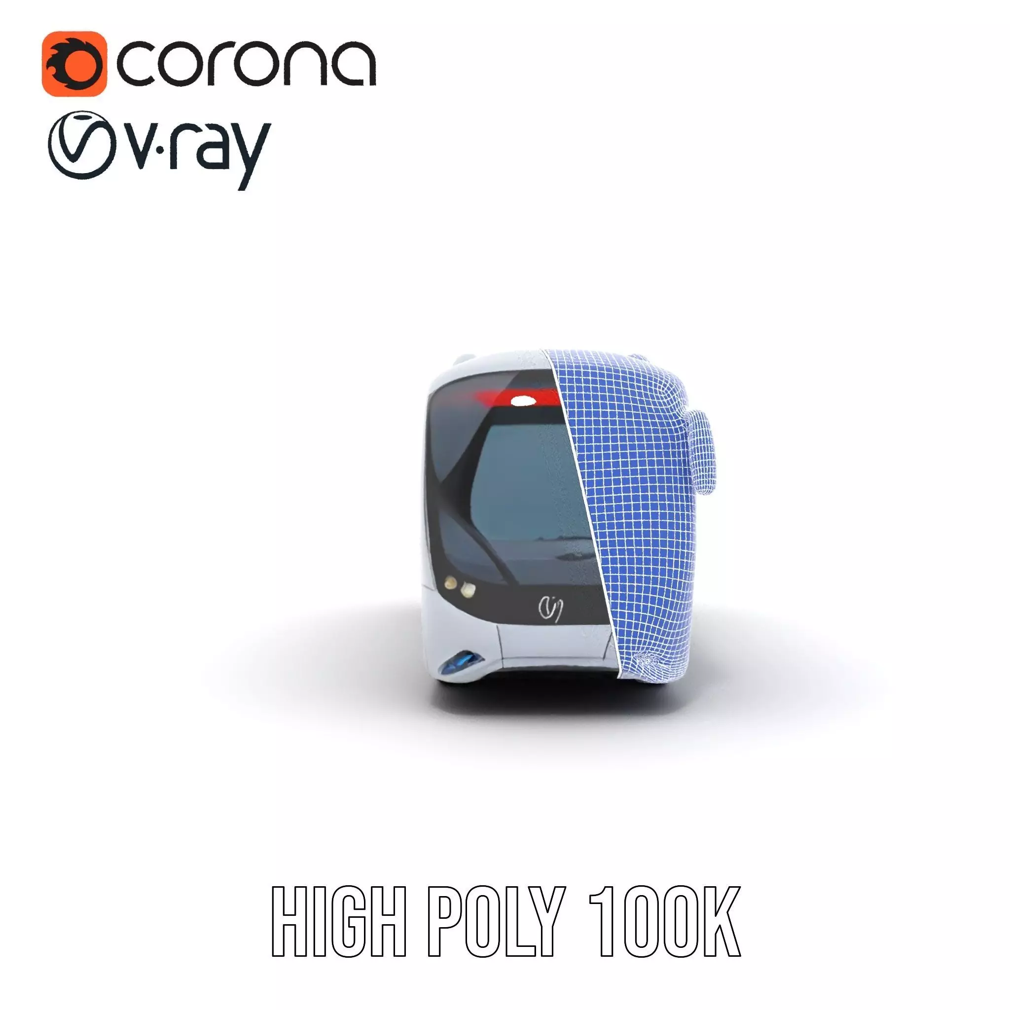 Futuristic Silver Bus model pack Low-poly 3D model_33