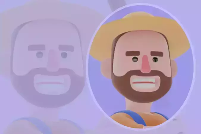 Stylized 3D Farmer Man Character - Cartoon Male with Scythe 