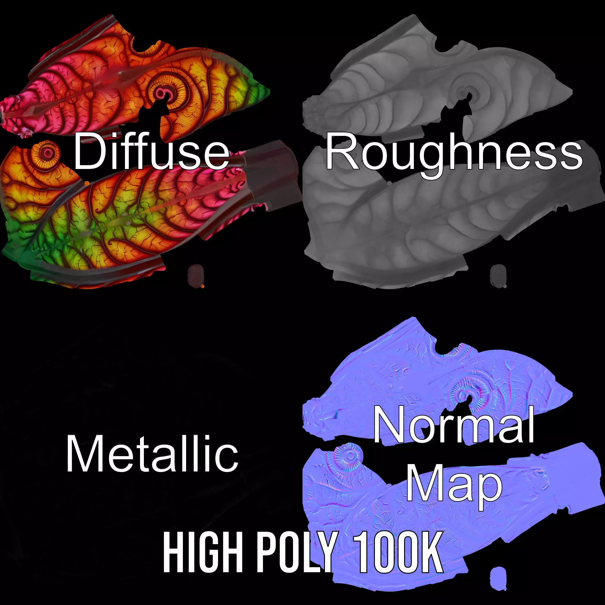 Vibrant Leaf Texture model pack Low-poly 3D model_4