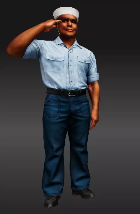 1940 US sailor various styles 3D print model_10