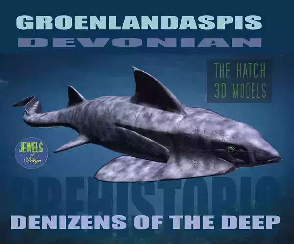 groenlandaspis shark Low-poly 3D model