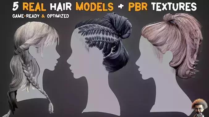 05 Real Hair Models and PBR Textures  Game-Ready  Optimized