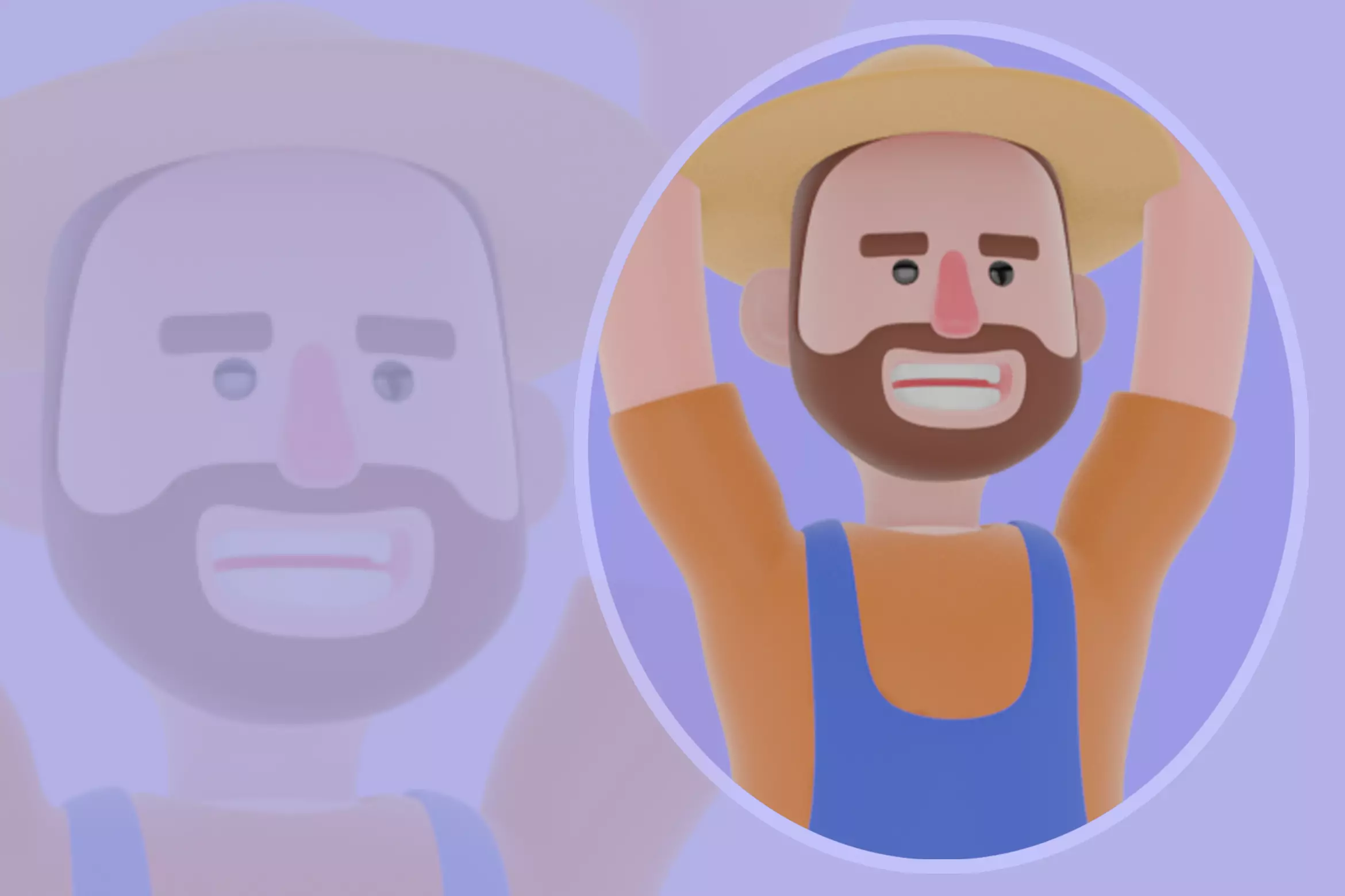 Stylized 3D Joyful Farmer Man Character-Cartoon Male Pitchfork 3D model