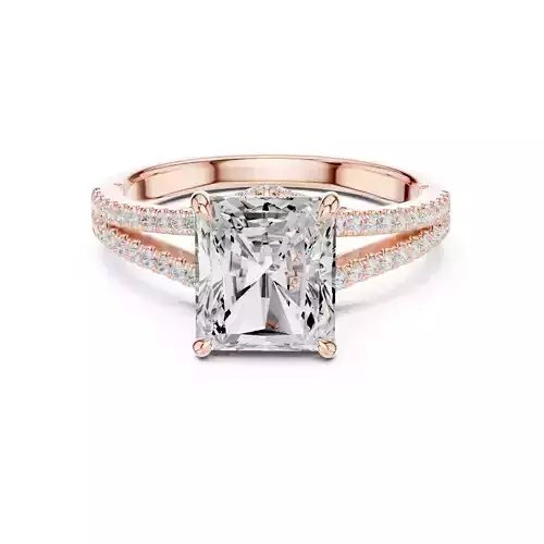 Radiant Diamond Round Cut Pave Split Shank Ring 3DM STL Video