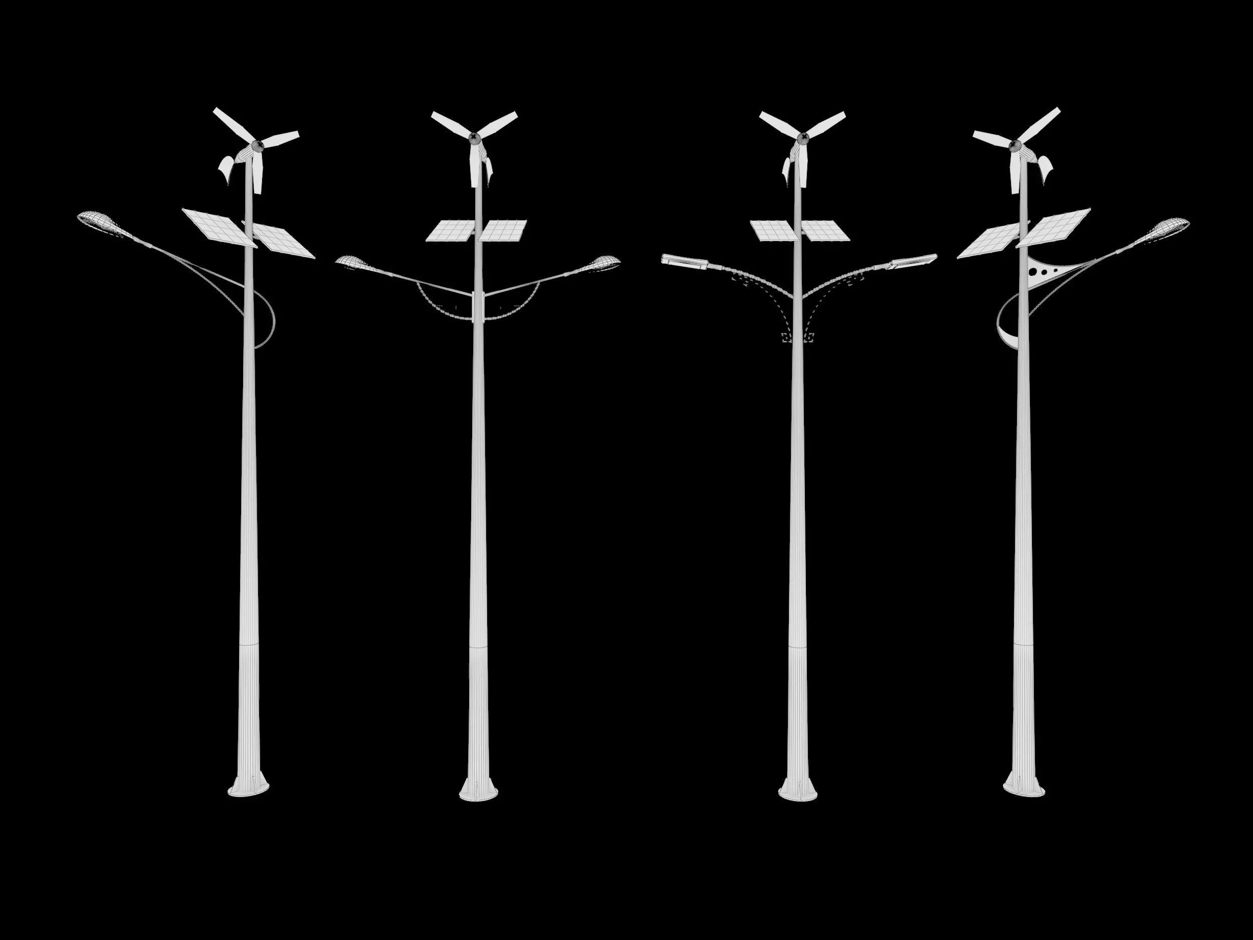 solar street light Low-poly 3D model_6