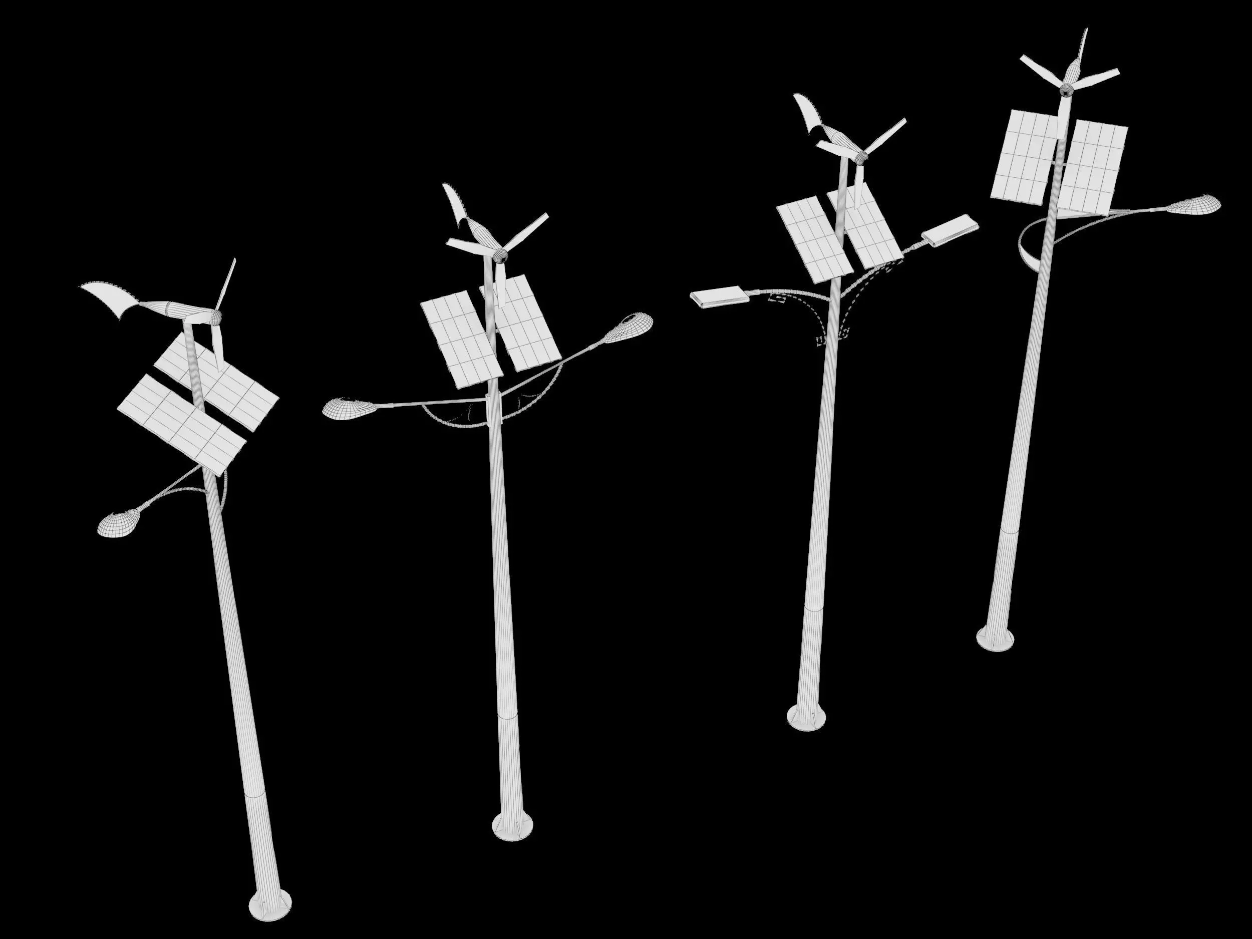 solar street light Low-poly 3D model_5