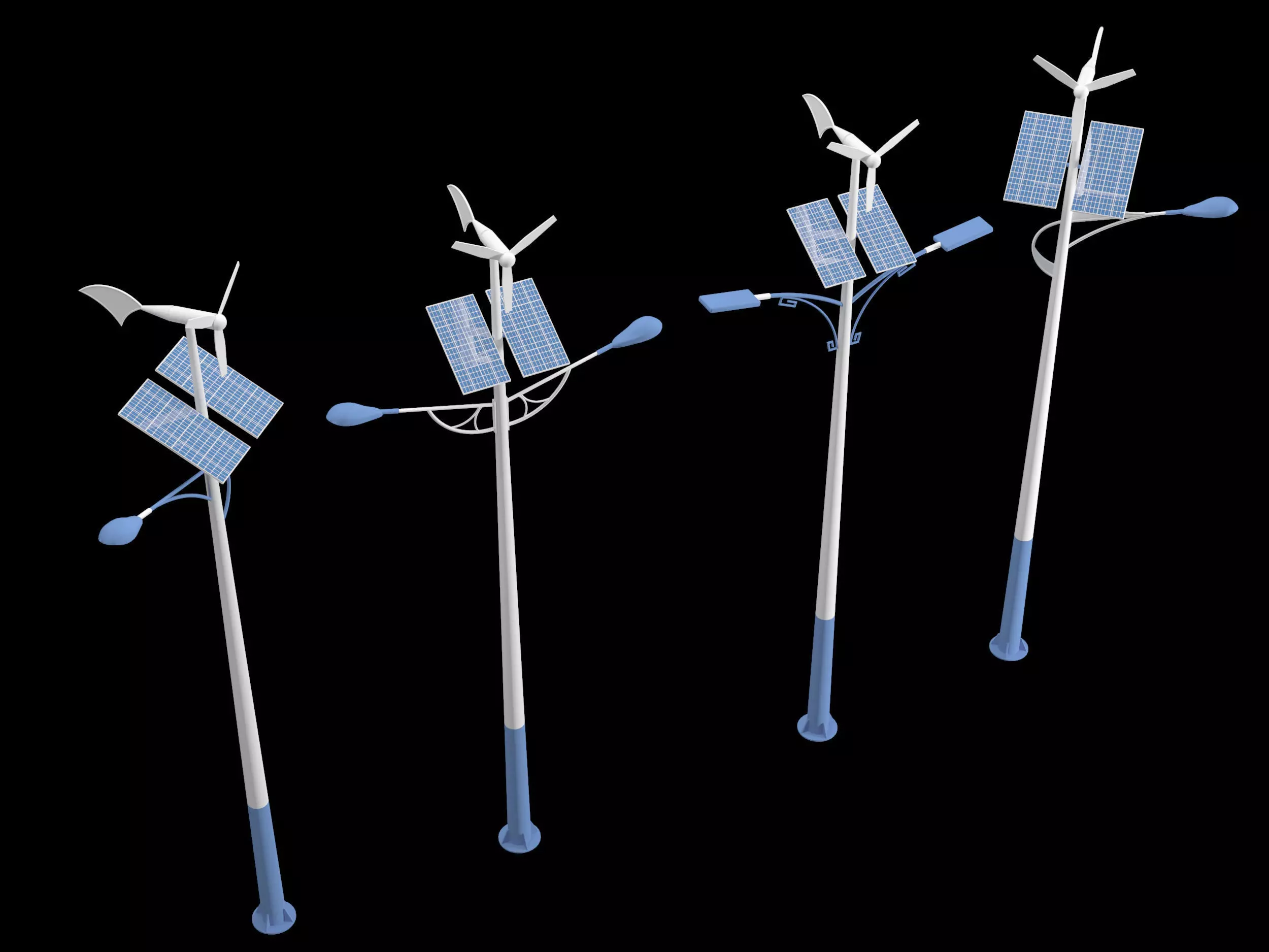 solar street light Low-poly 3D model_4
