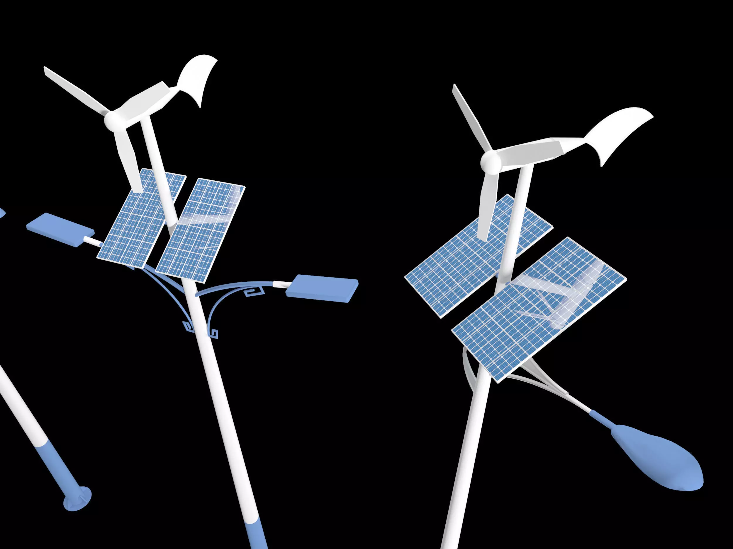 solar street light Low-poly 3D model_1