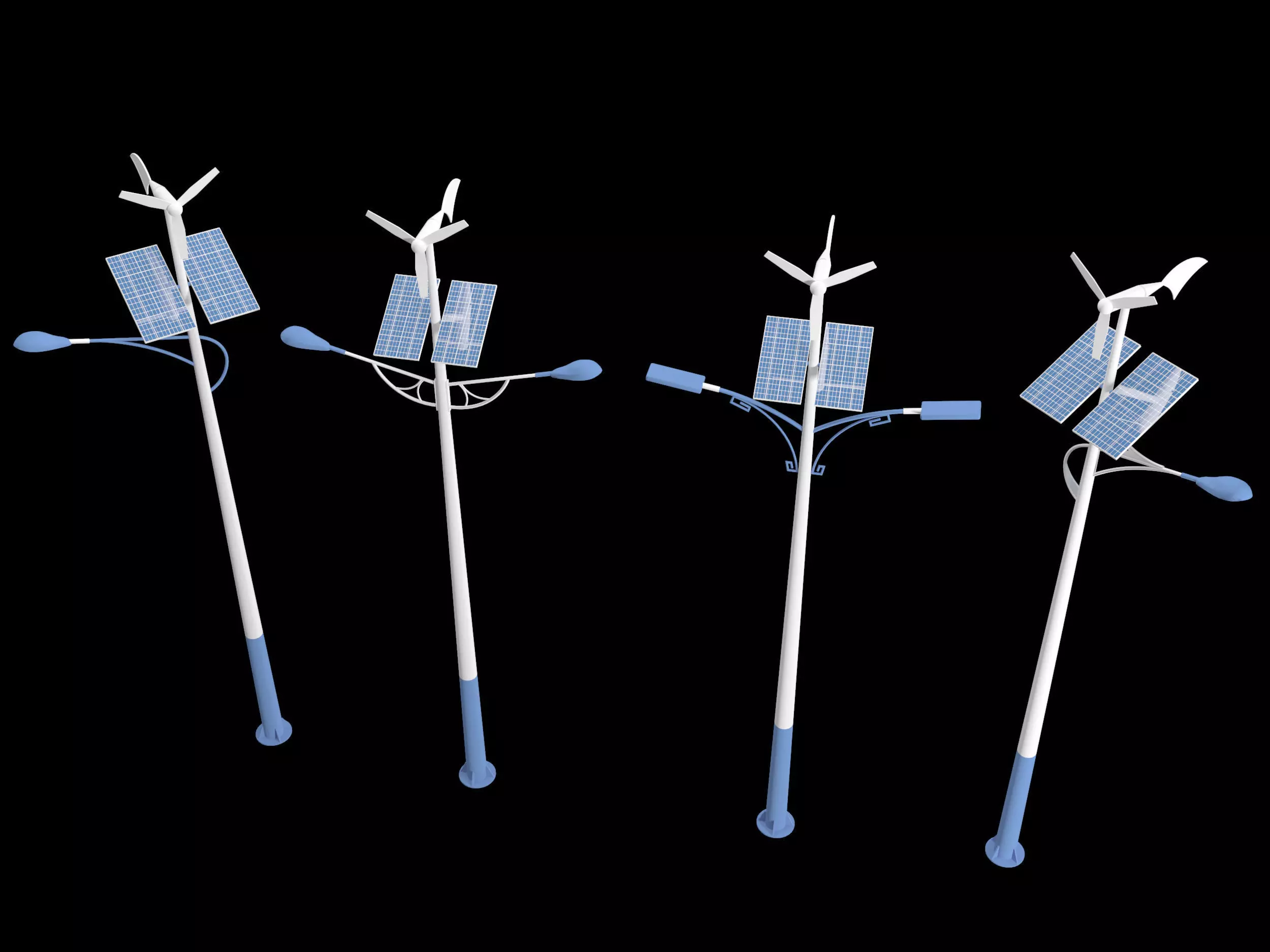 solar street light Low-poly 3D model_3