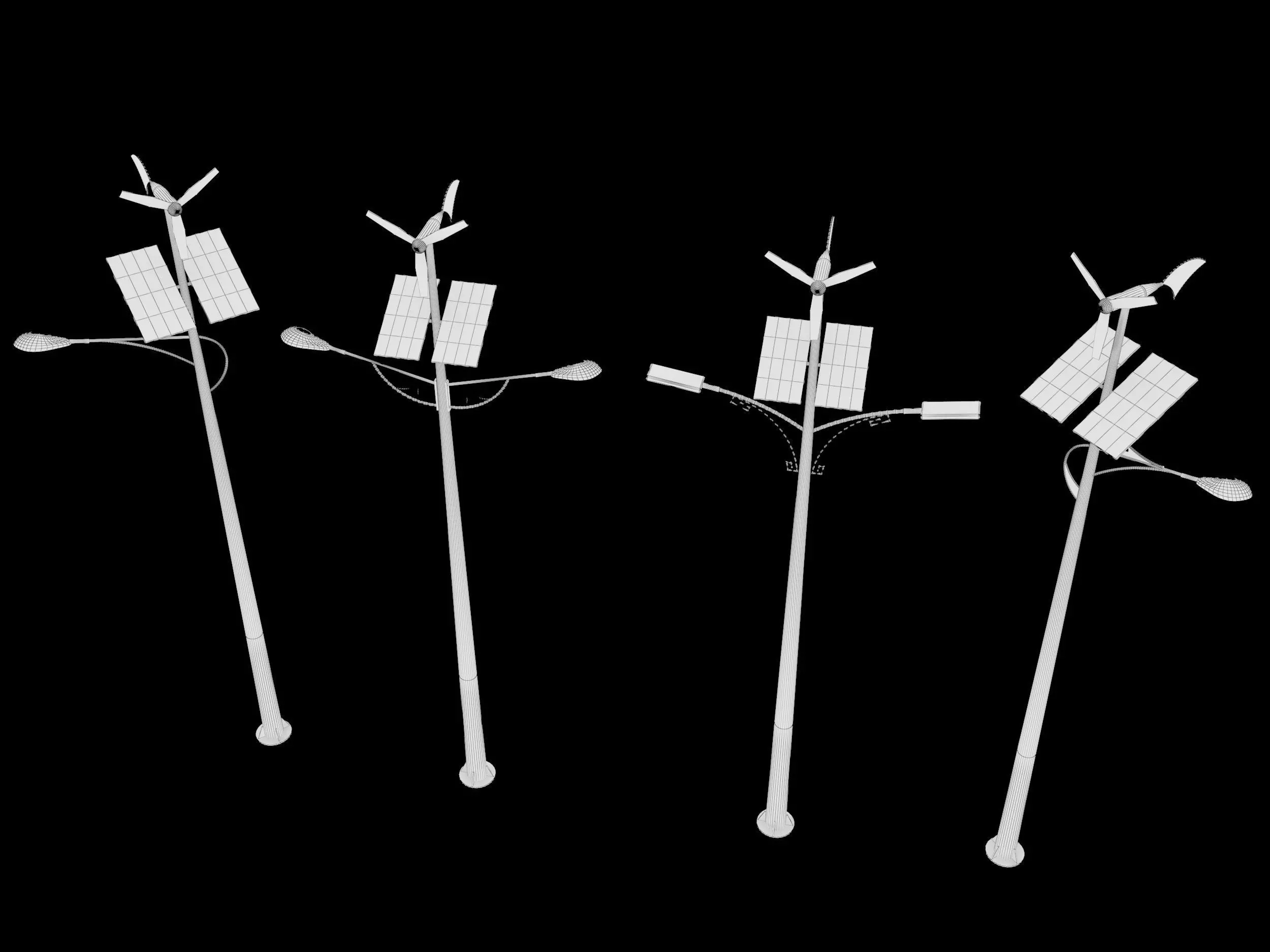 solar street light Low-poly 3D model_7