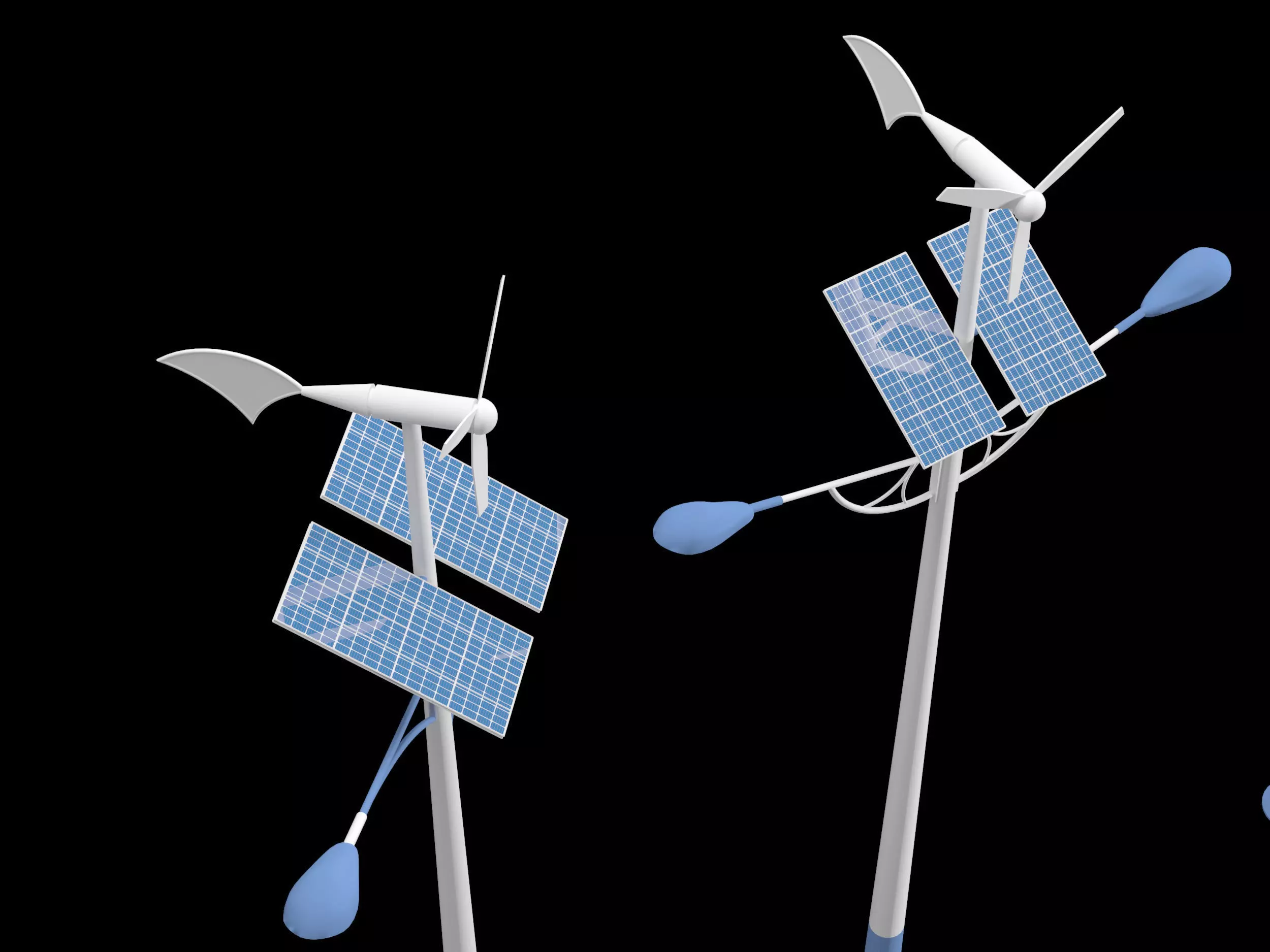 solar street light Low-poly 3D model_2