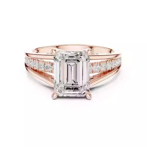 Double Split Shank Emerald Cut Engagement Ring 3DM STL Video