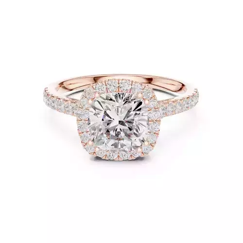 7mm Cushion Cut Halo Diamond Engagement Ring 3DM STL Video