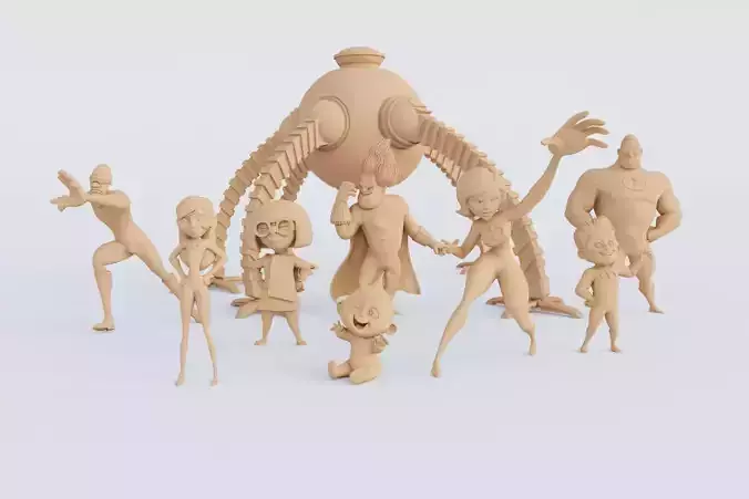 3D Printable Super Family Figurine Set 