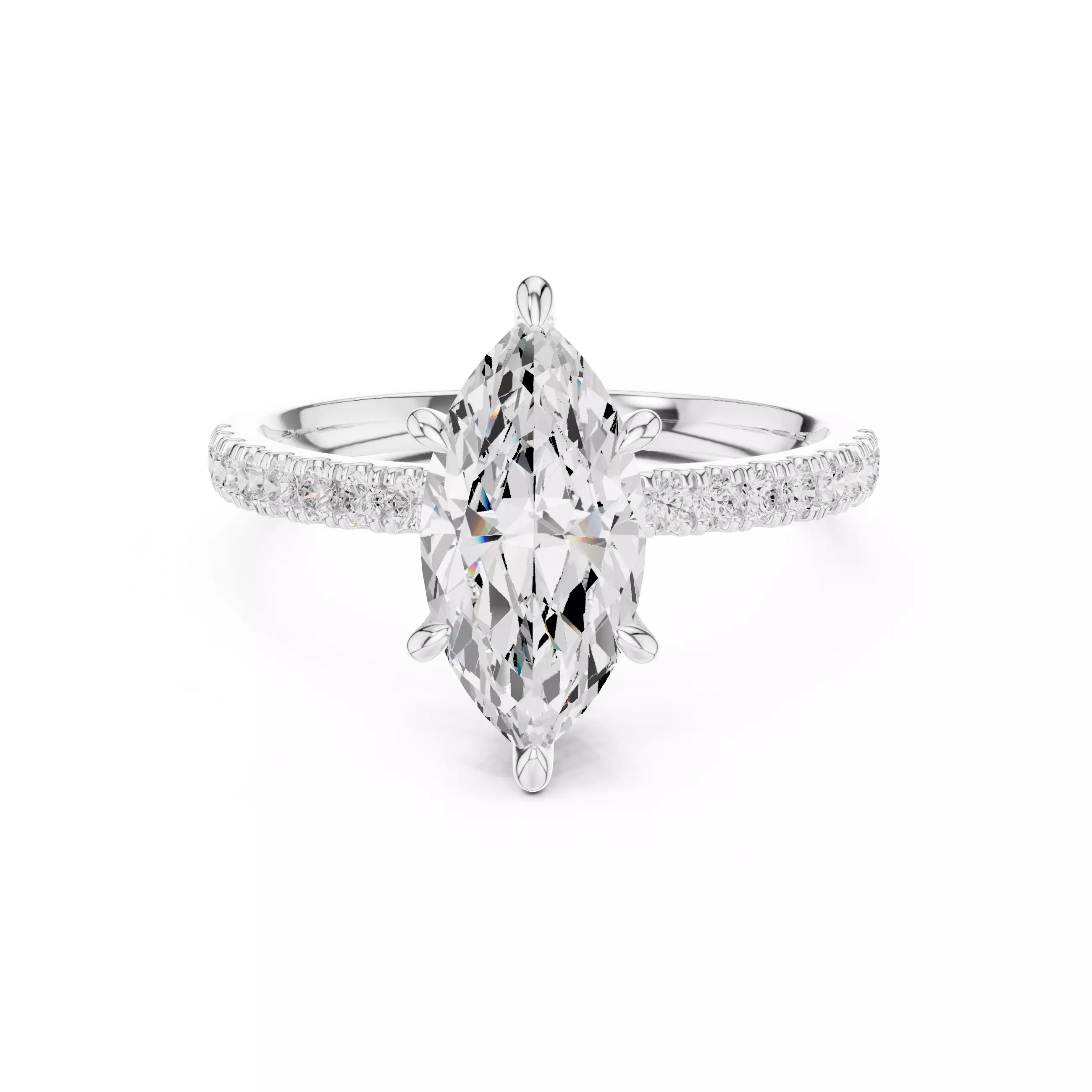 12x6mm Marquise Cut Diamond Engagement Ring 3DM STL Video 3D print model_2