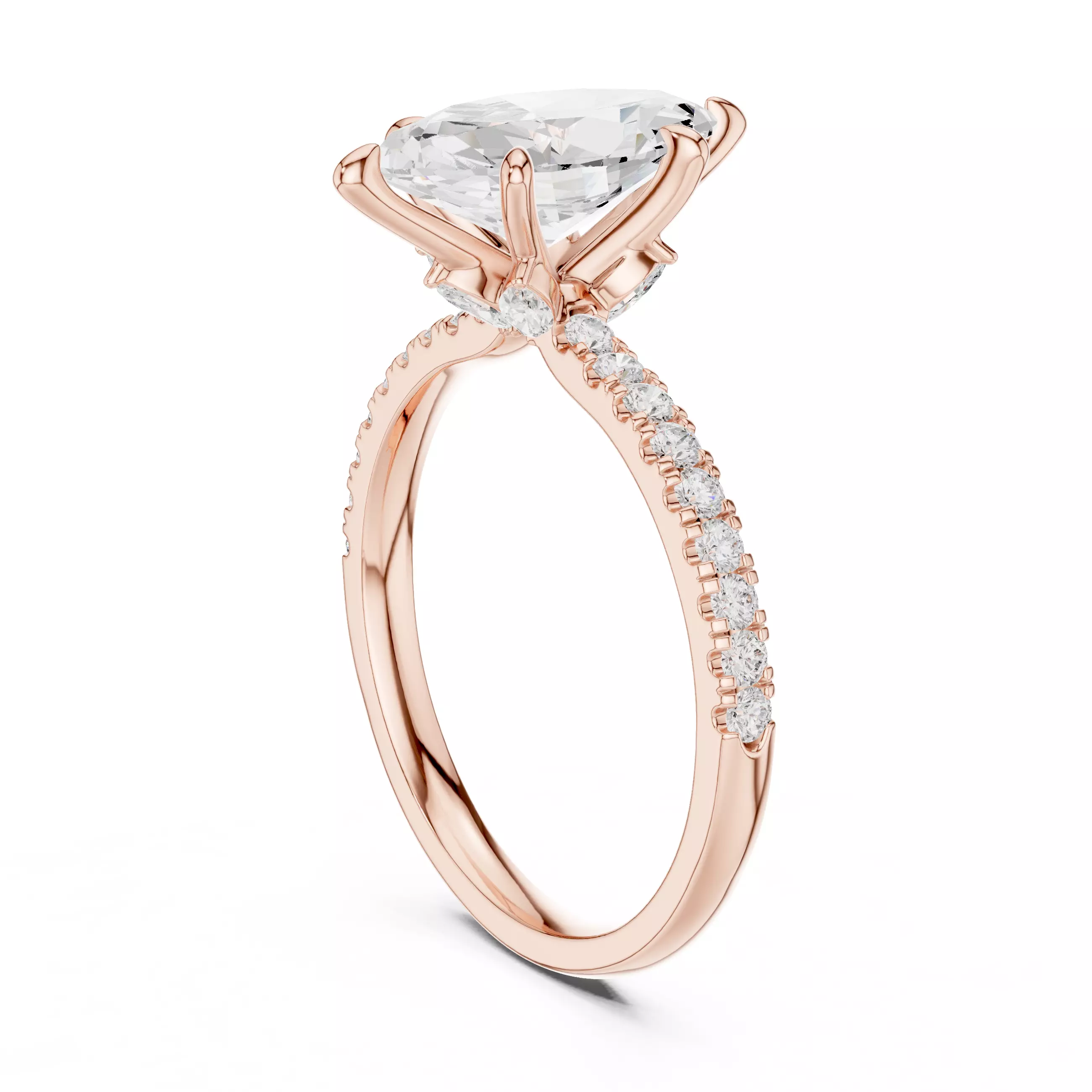 12x6mm Marquise Cut Diamond Engagement Ring 3DM STL Video 3D print model_3