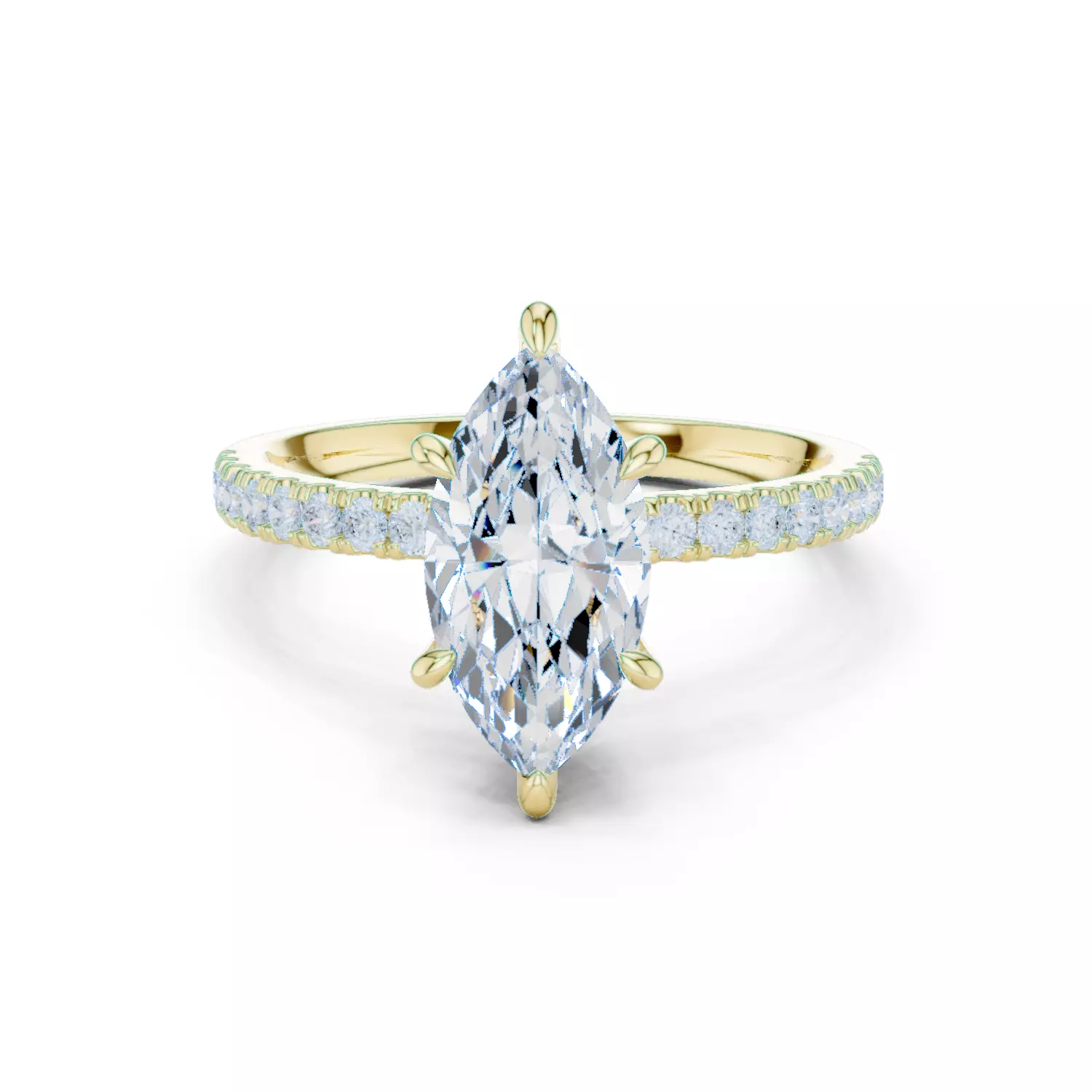 12x6mm Marquise Cut Diamond Engagement Ring 3DM STL Video 3D print model_13