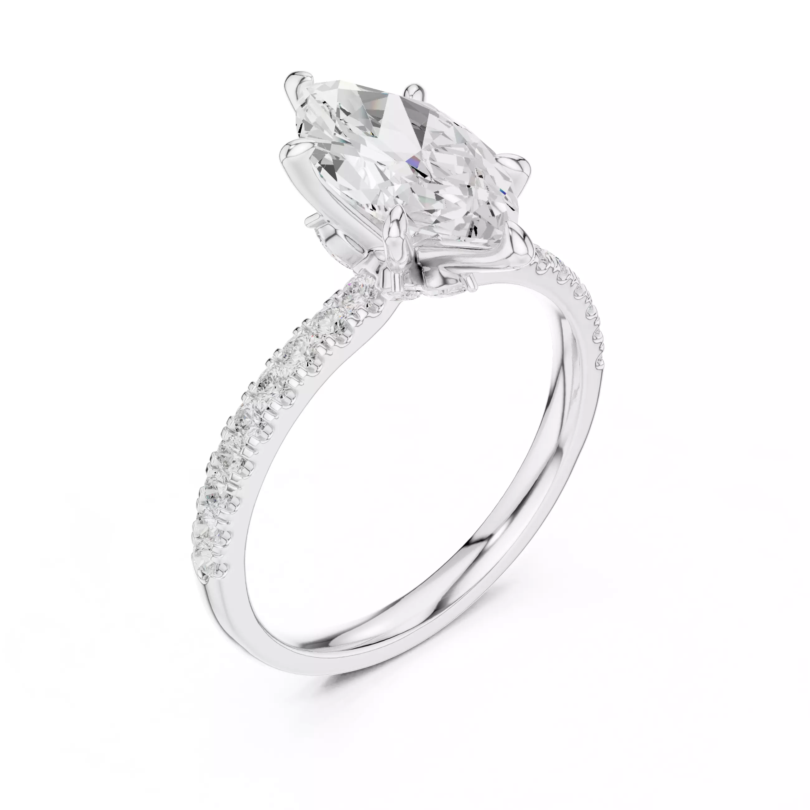 12x6mm Marquise Cut Diamond Engagement Ring 3DM STL Video 3D print model_10