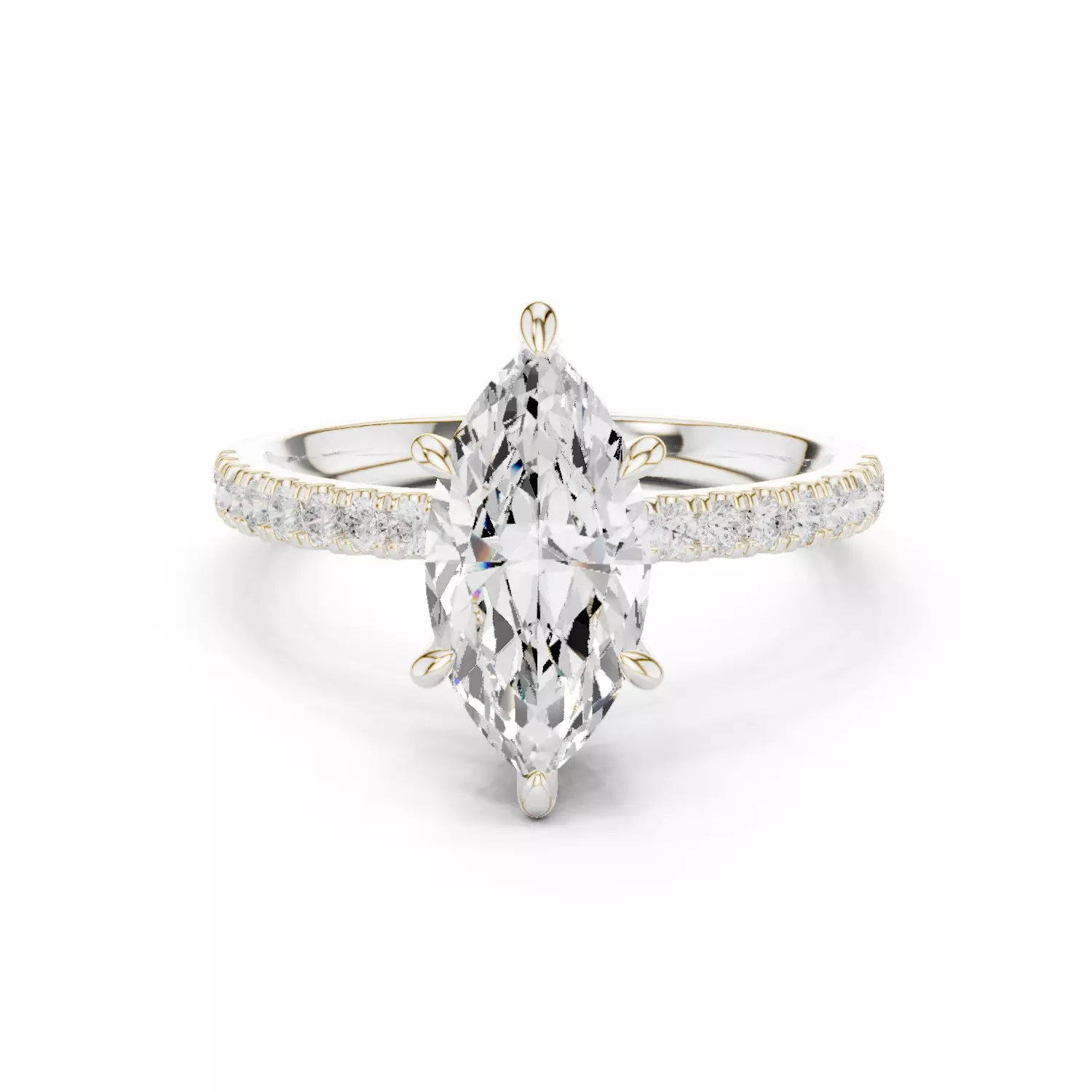 12x6mm Marquise Cut Diamond Engagement Ring 3DM STL Video 3D print model_14