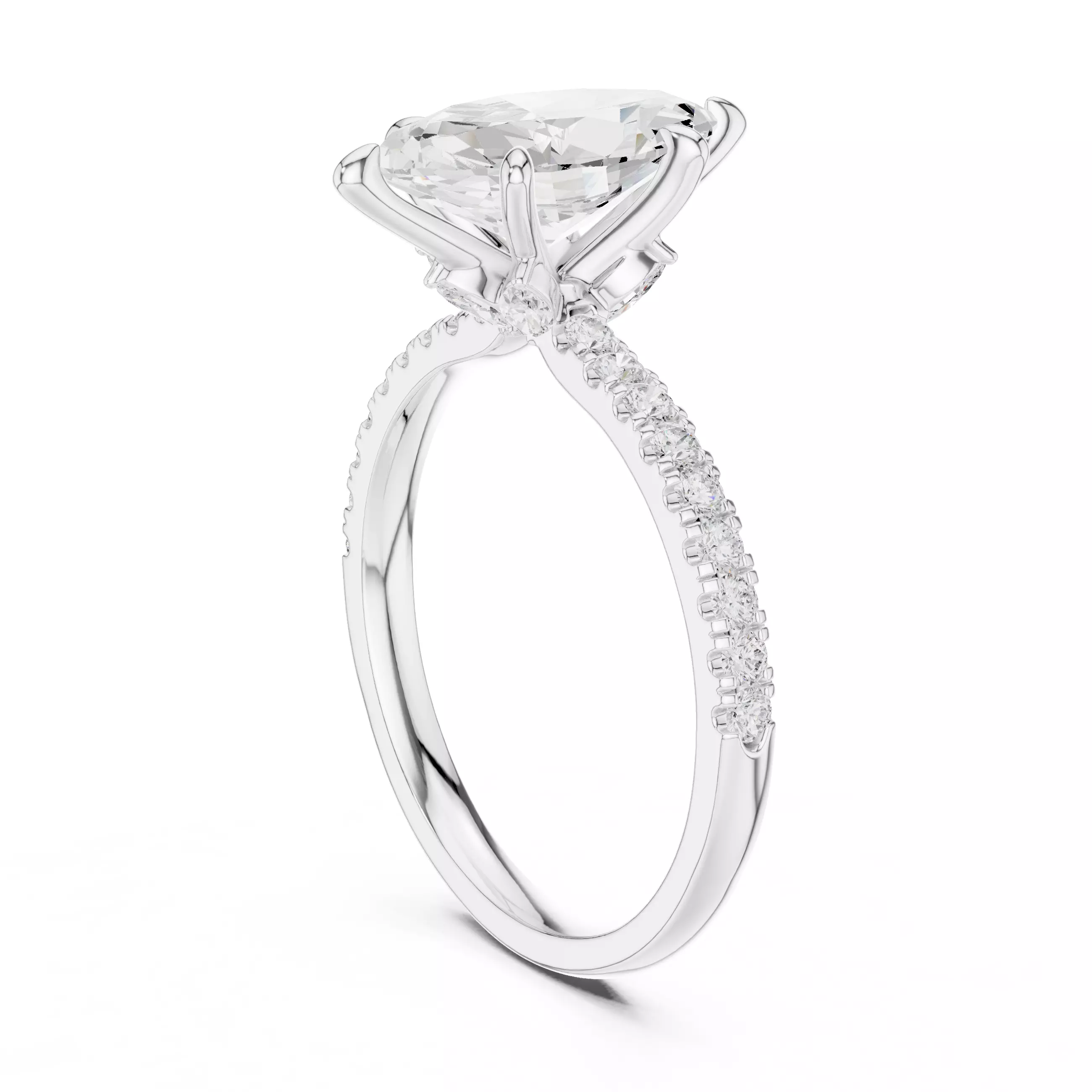 12x6mm Marquise Cut Diamond Engagement Ring 3DM STL Video 3D print model_9