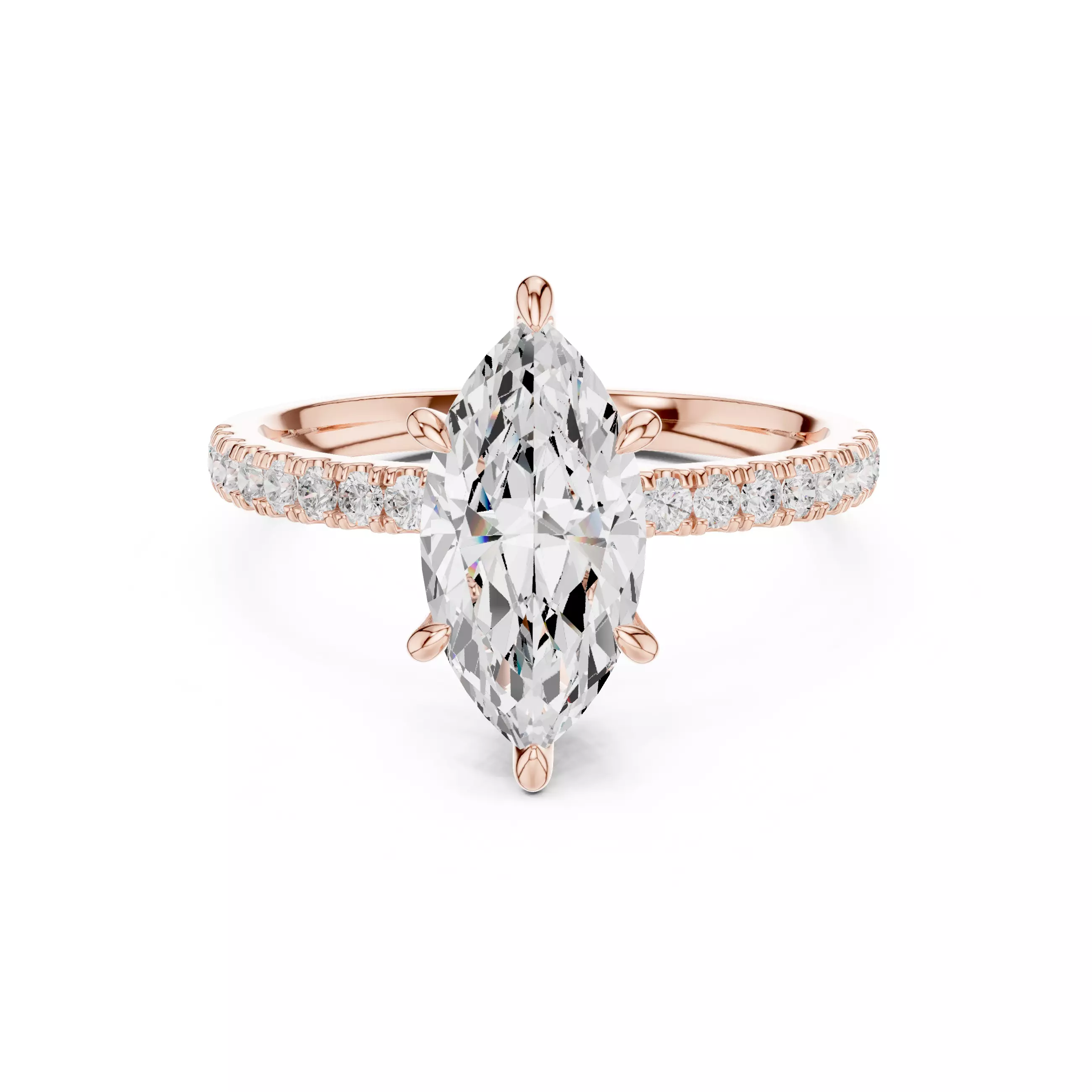 12x6mm Marquise Cut Diamond Engagement Ring 3DM STL Video 3D print model_0