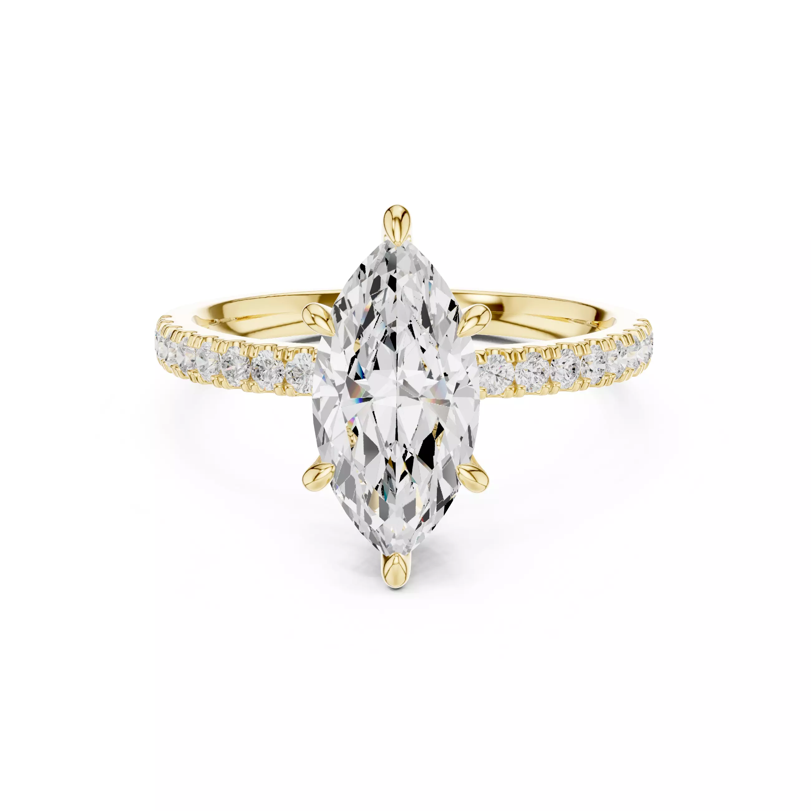 12x6mm Marquise Cut Diamond Engagement Ring 3DM STL Video 3D print model_1