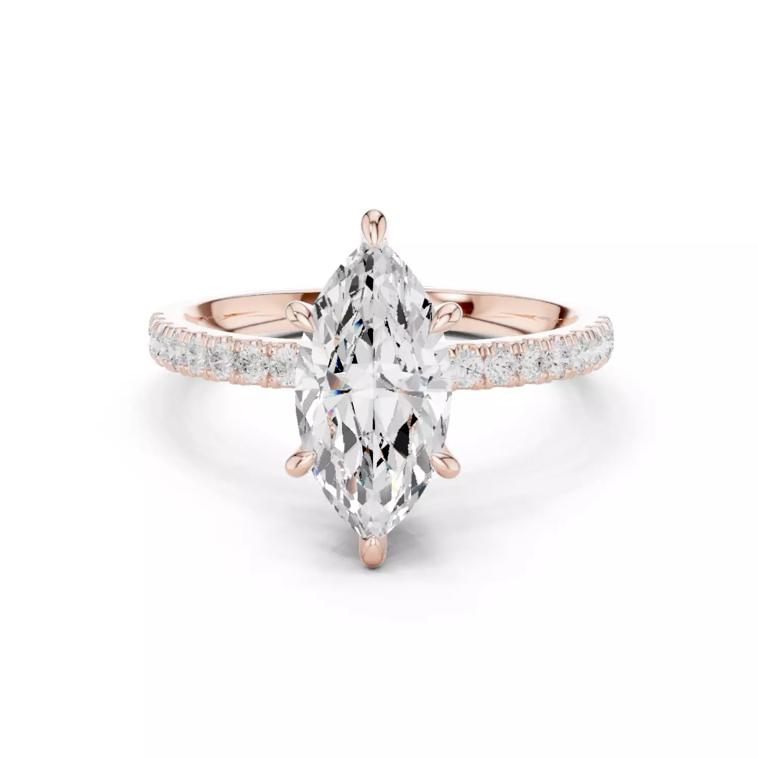 12x6mm Marquise Cut Diamond Engagement Ring 3DM STL Video 3D print model_12