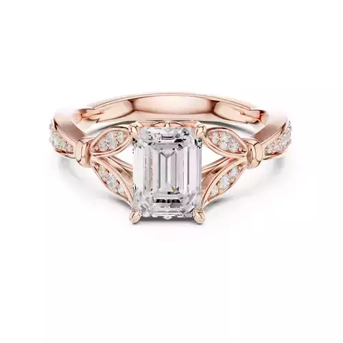 Split Shank Emerald Cut Engagement Wedding Ring 3DM STL Video