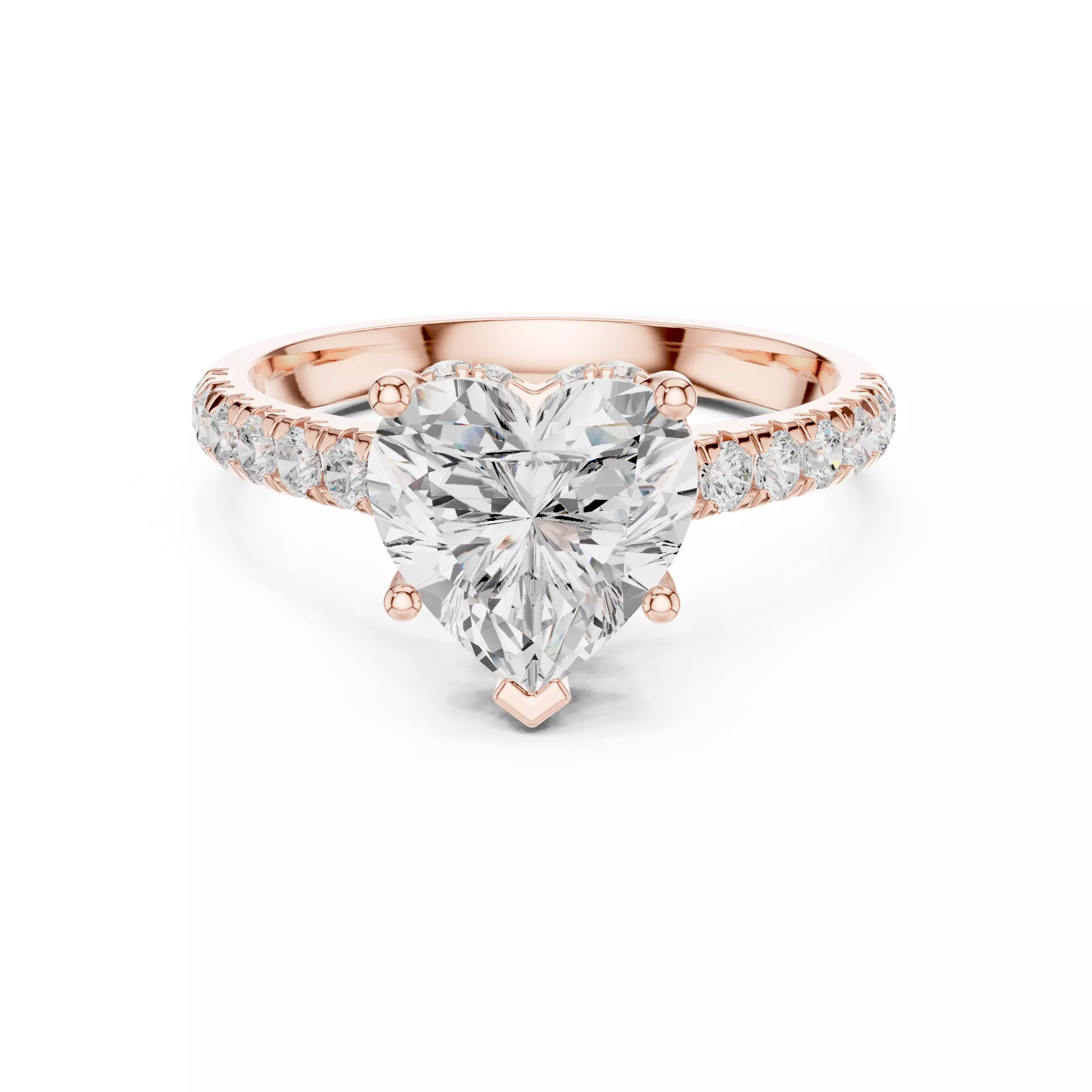 Heart Cut Hidden Halo Diamond on Bridge Ring 3DM STL Video 3D print model