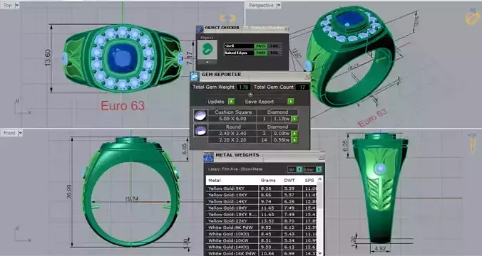Mens Two-Tone Diamond stl 3dm Ring Classic Design Model mr0263