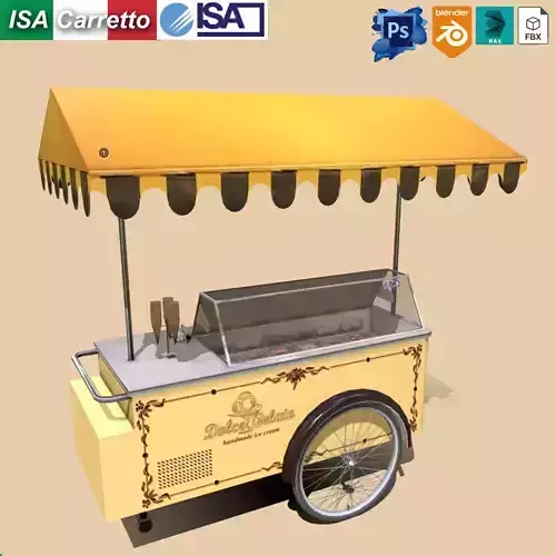 Icecream showcase ISA Carrettino Low-poly 3D model