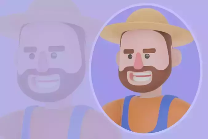 Stylized 3D Male Farmer with Chicken - Cartoon Character Model