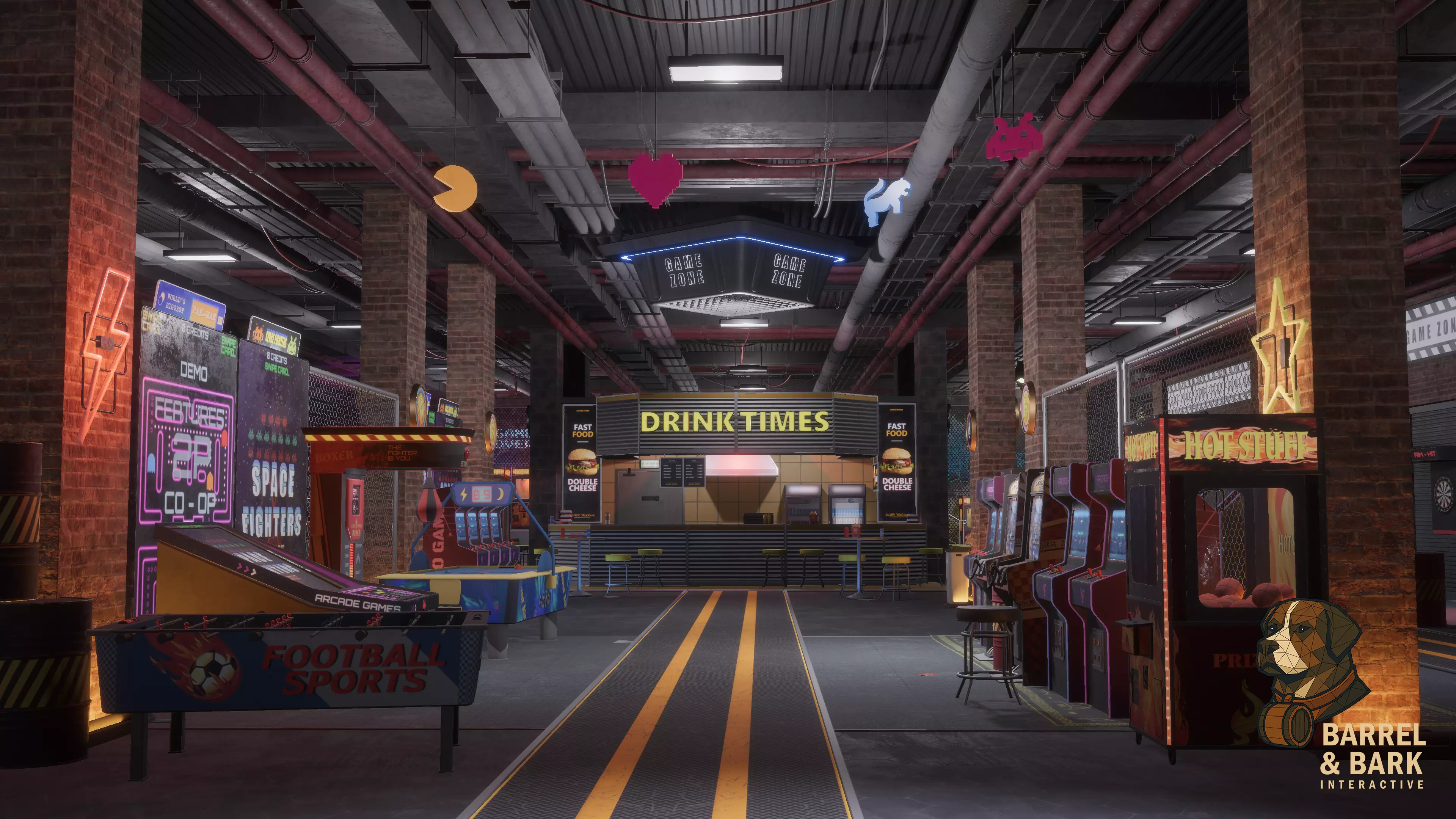 Game and Entertainment Area Low-poly 3D model_0