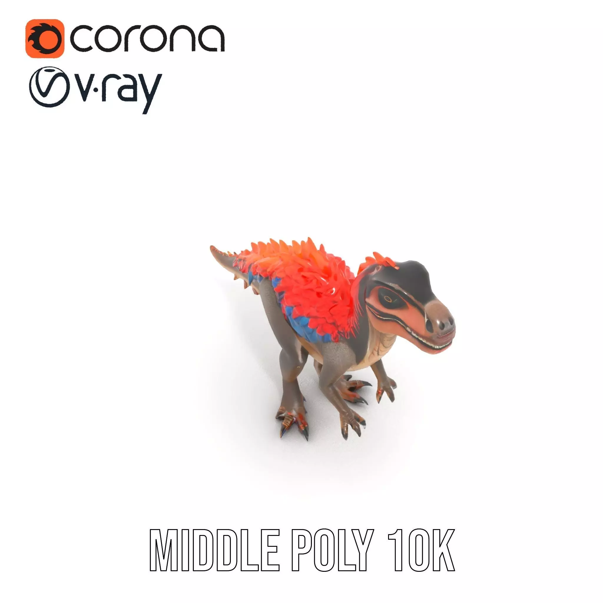Fiery Feathered Dinosaur model pack Low-poly 3D model_6