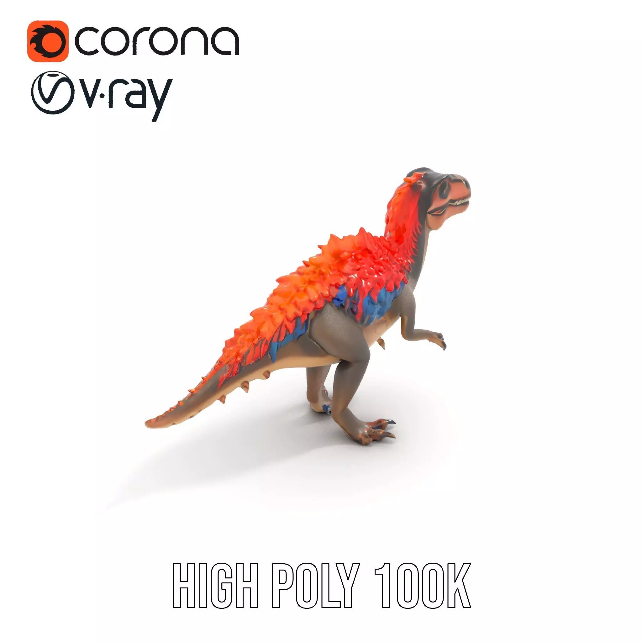 Fiery Feathered Dinosaur model pack Low-poly 3D model_21
